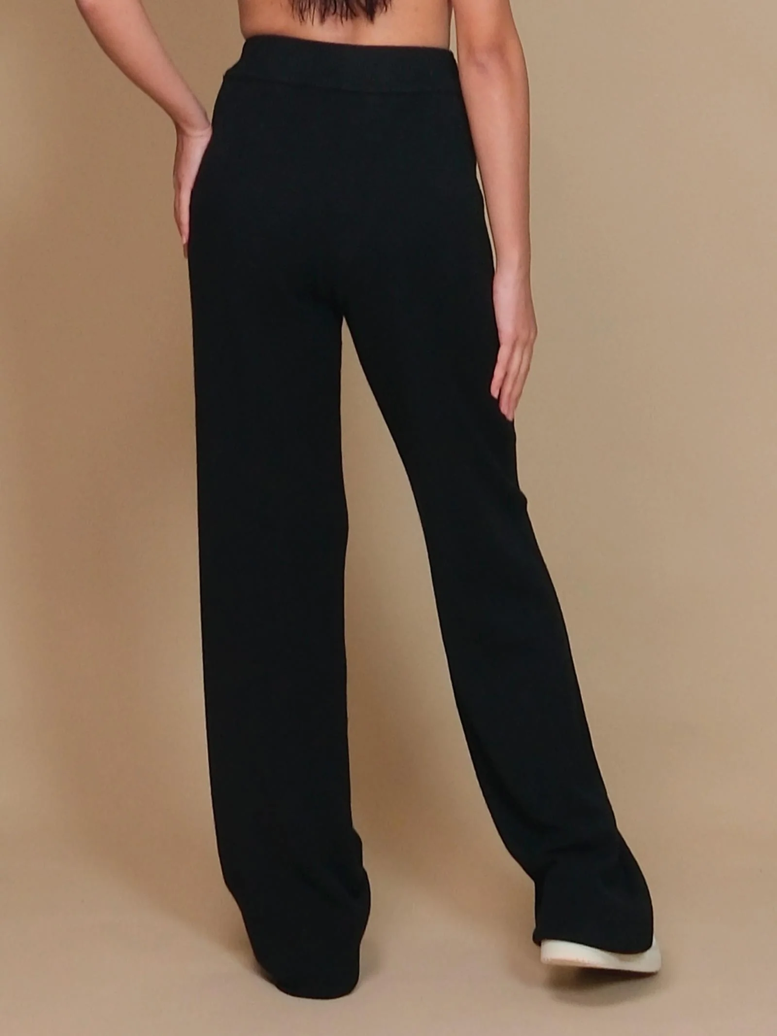 Pantalone a palazzo Armoire in maglia nero - Image 3