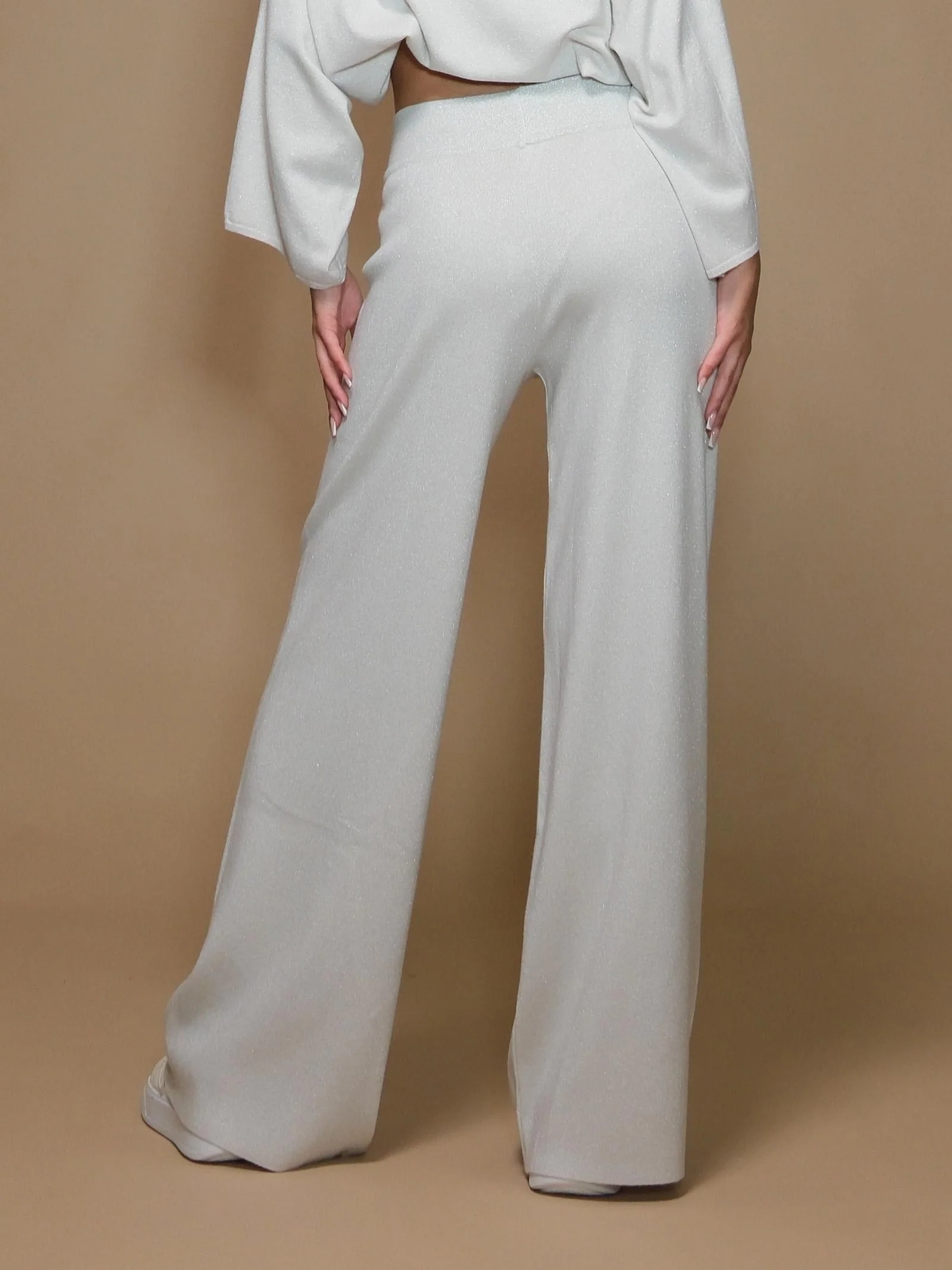 Pantaloni Armoire in maglia lurex crema - Image 3