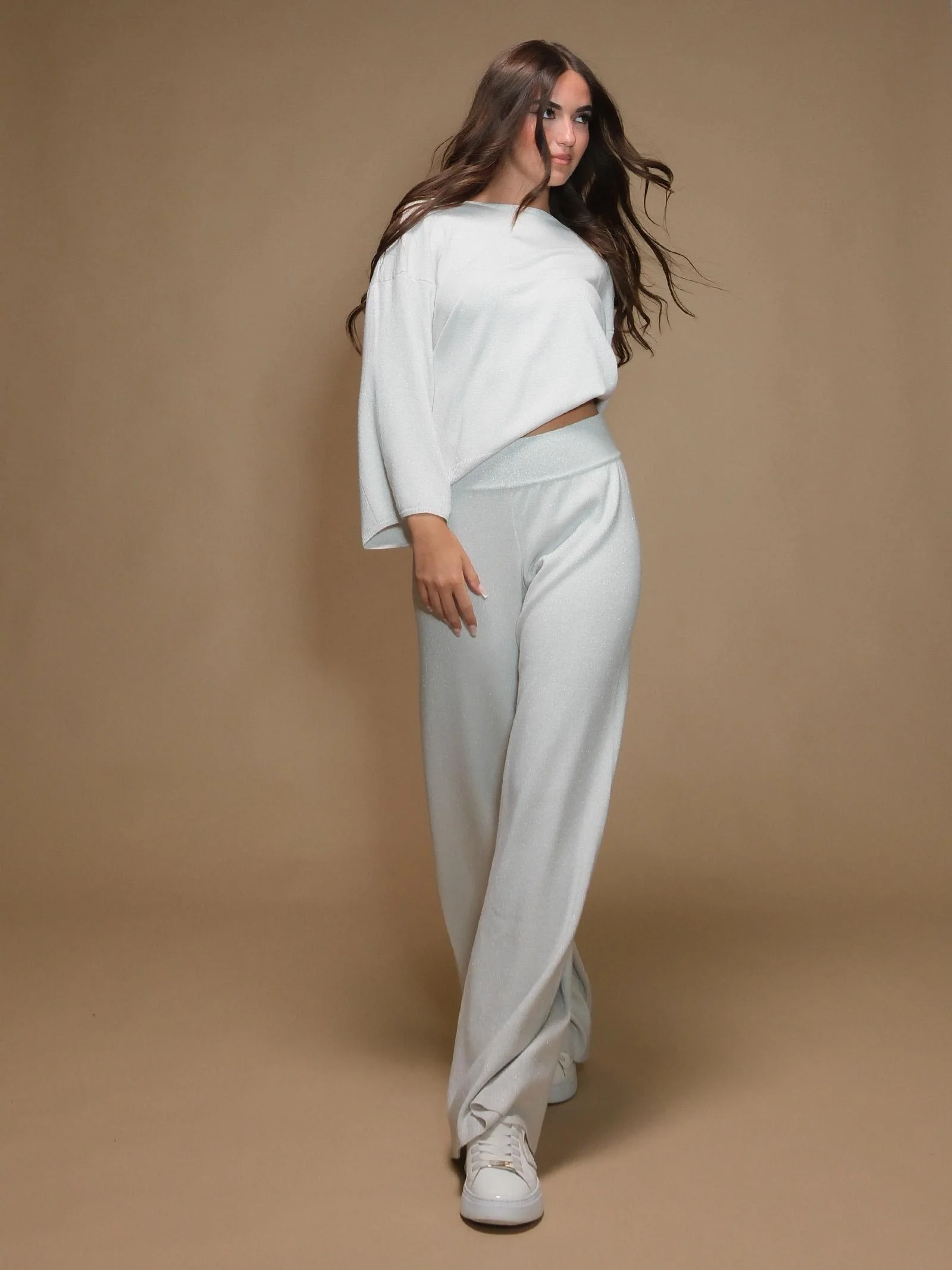 Pantaloni Armoire in maglia lurex crema - Image 4