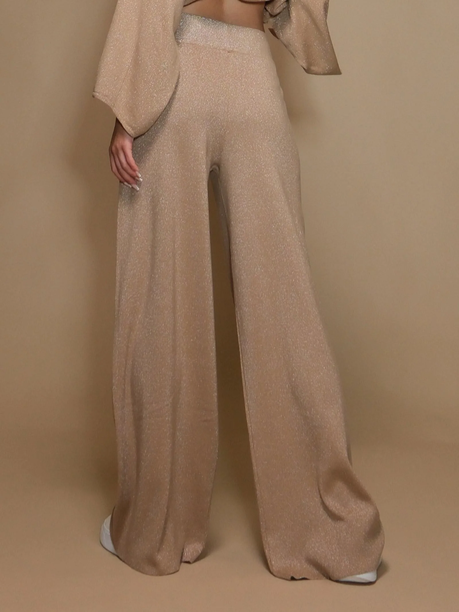 Pantaloni Armoire in maglia lurex mandorla - Image 3