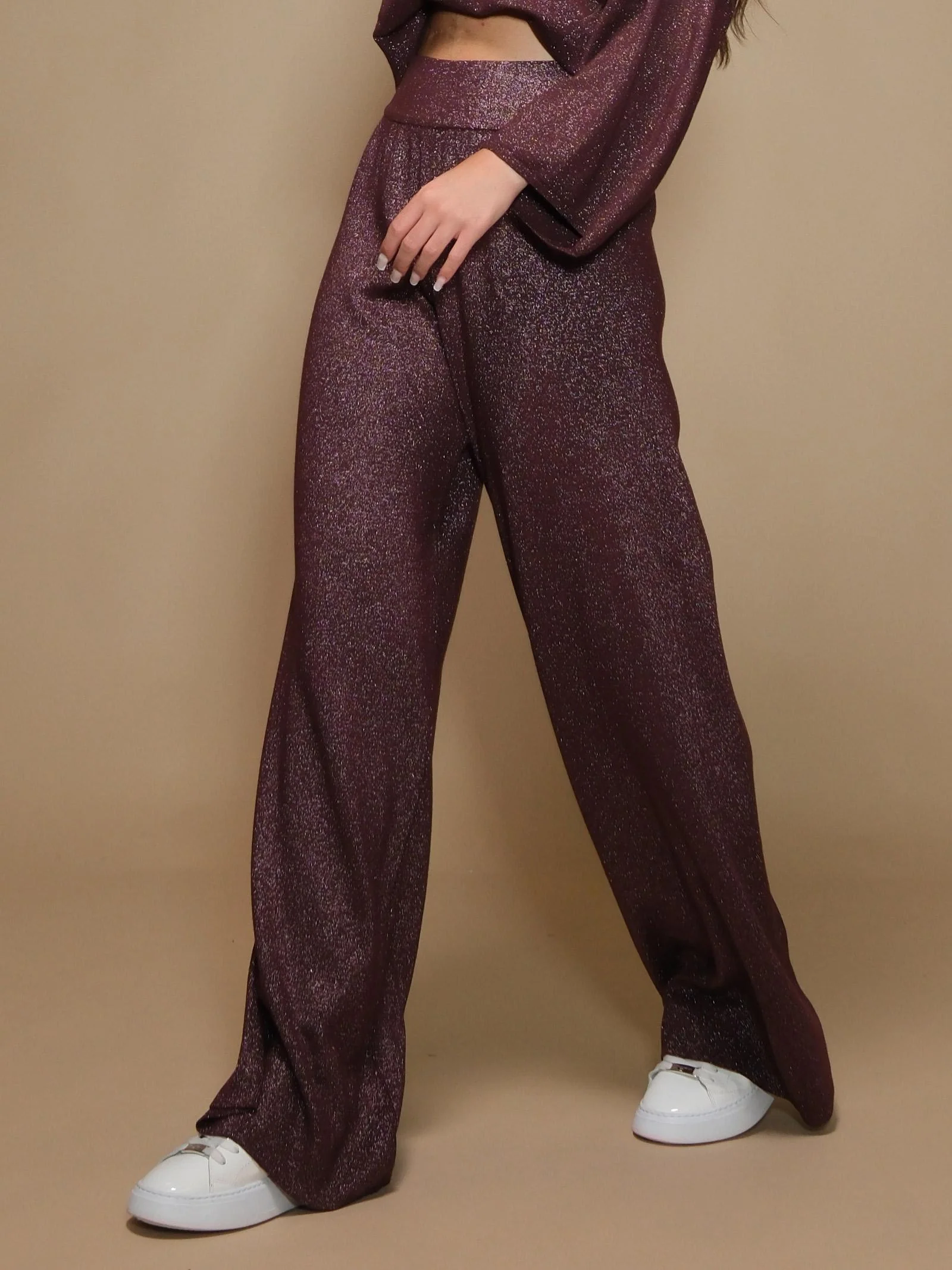 Pantaloni Armoire in maglia lurex vino - Image 2