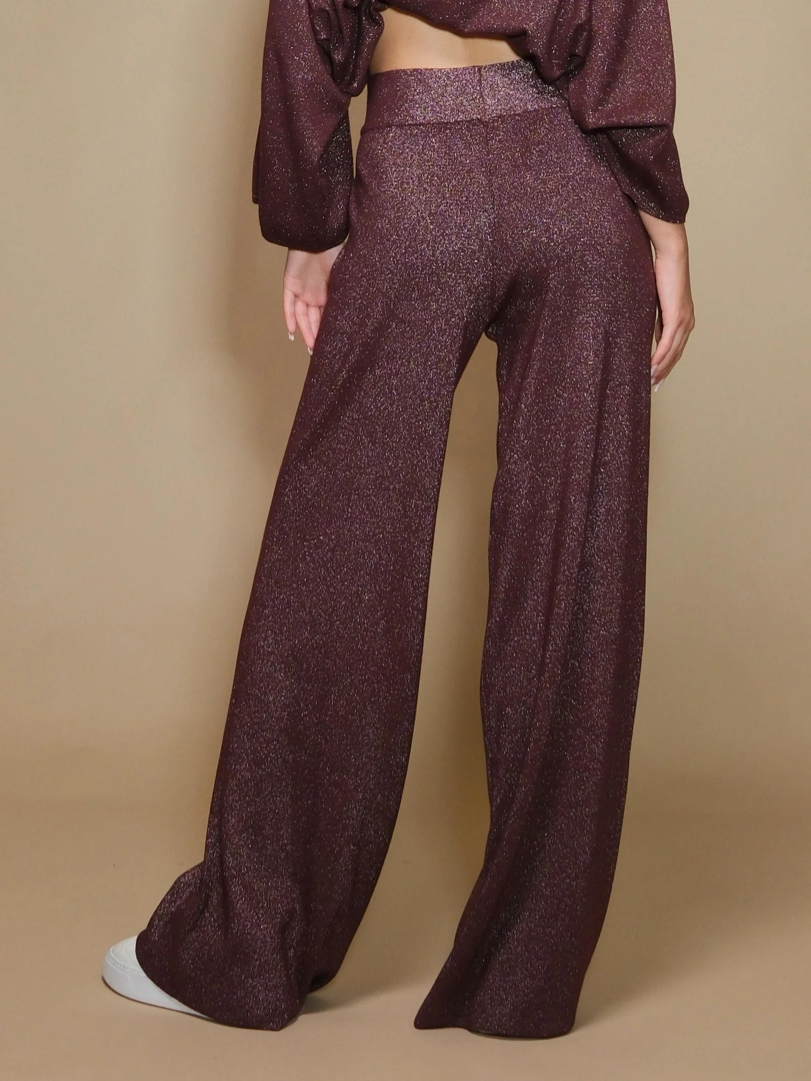 Pantaloni Armoire in maglia lurex vino - Image 3
