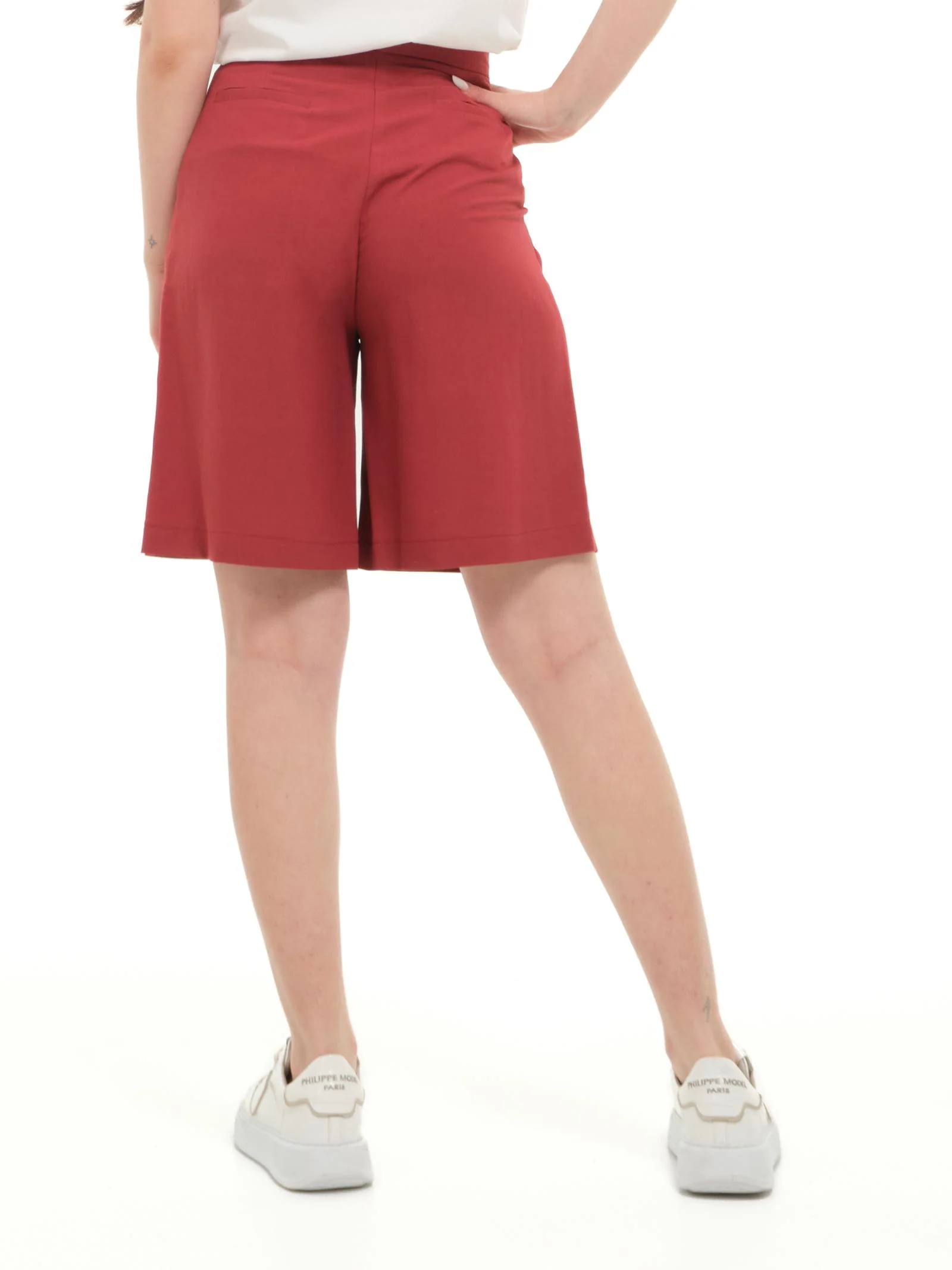Bermuda basic Vicolo rosso in misto lino - Image 3