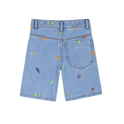 Bermuda Billie Blush blu in denim con ricami marini - Image 2