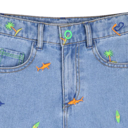 Bermuda Billie Blush blu in denim con ricami marini - Image 3