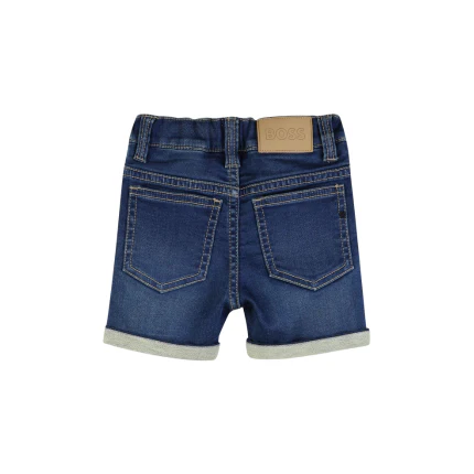 Bermuda in denim Boss blu con risvolto - Image 2