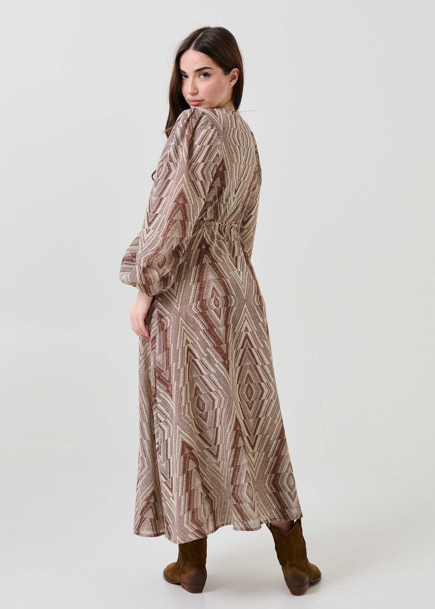 Cardigan lungo Bohemian Vì beige e marrone - Image 3