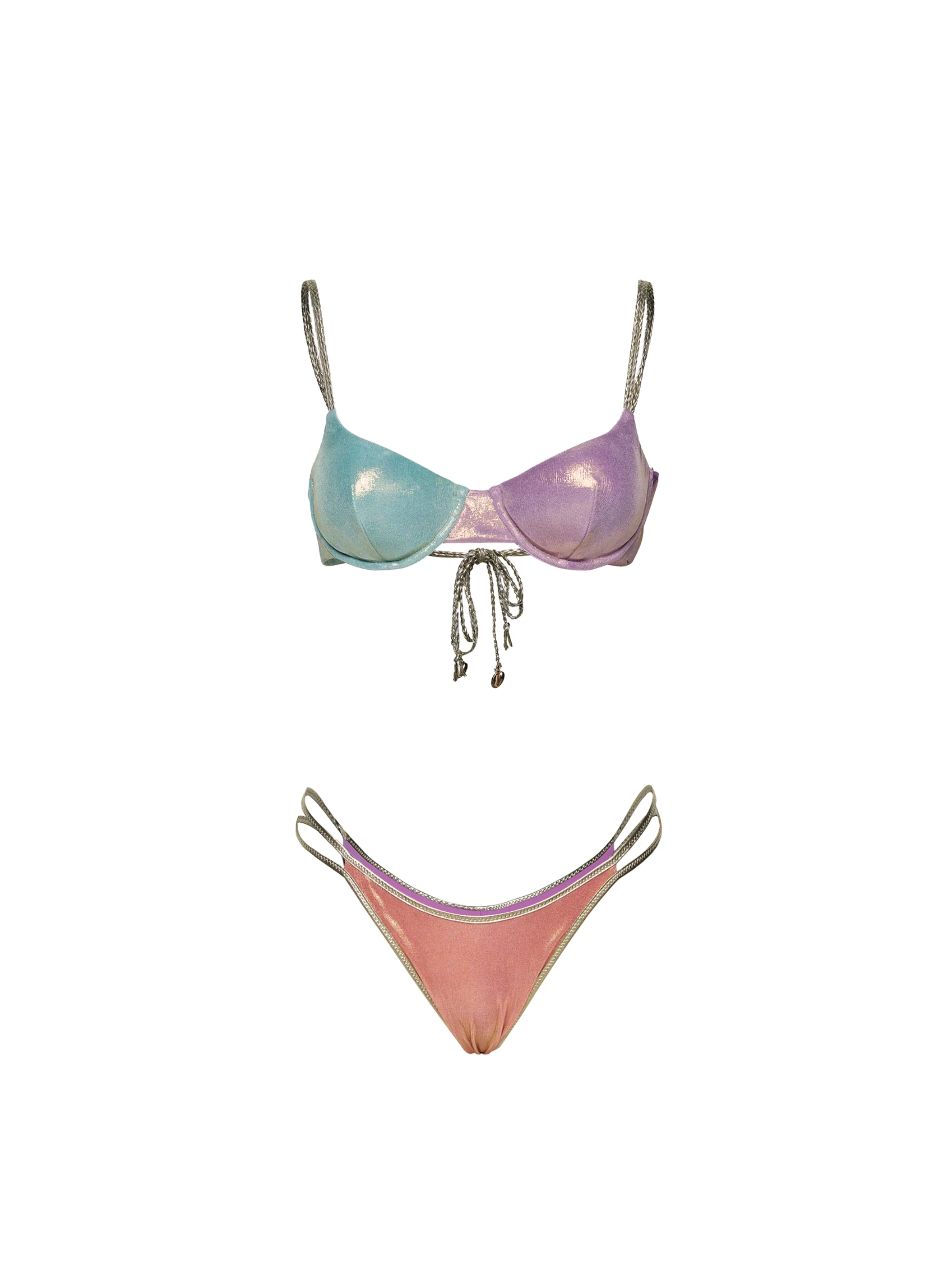 Bikini a due pezzi con reggiseno Fk multicolor laminato - Image 3