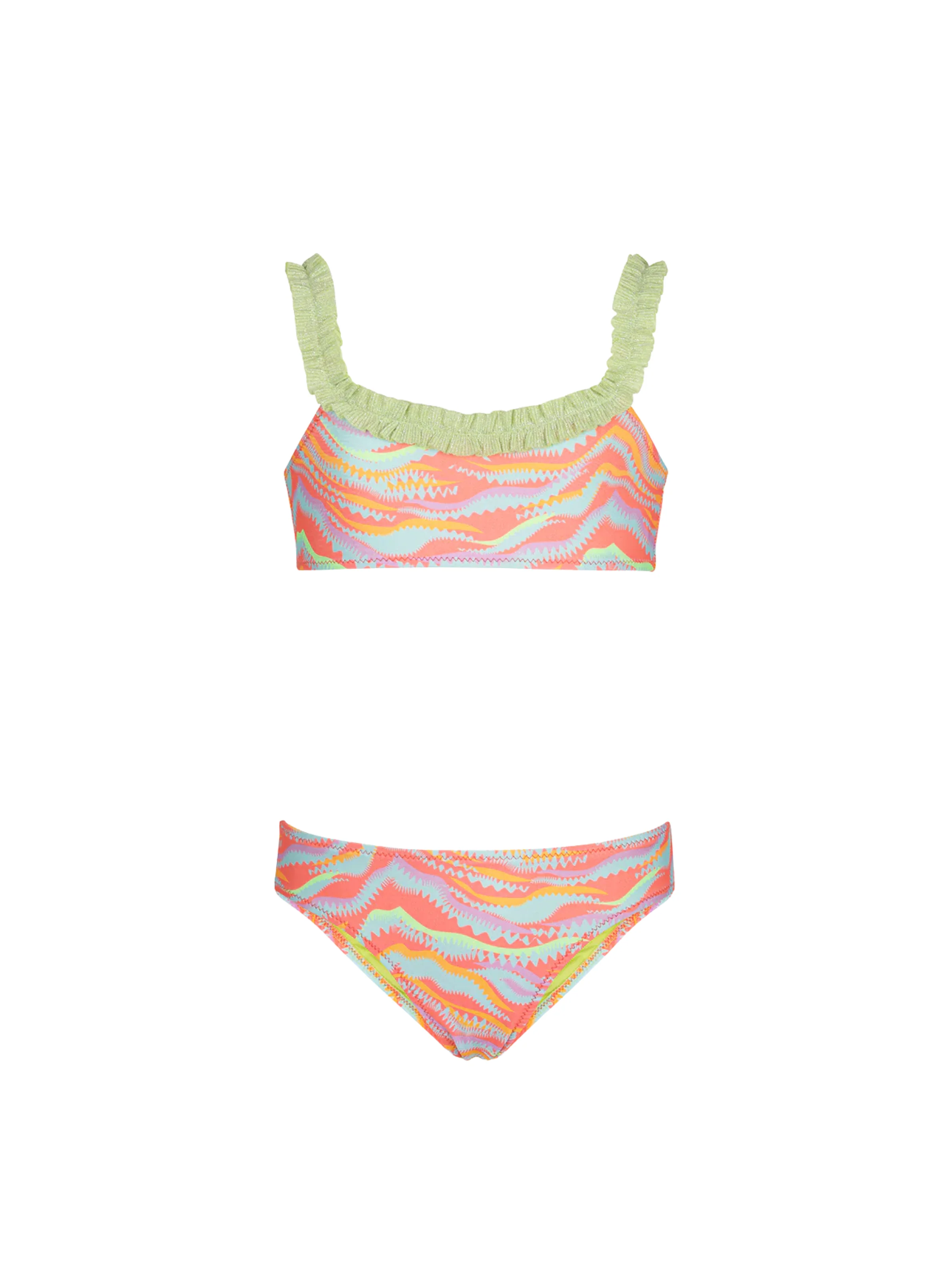 Bikini a due pezzi Fk arancione con fantasia a contrasto
