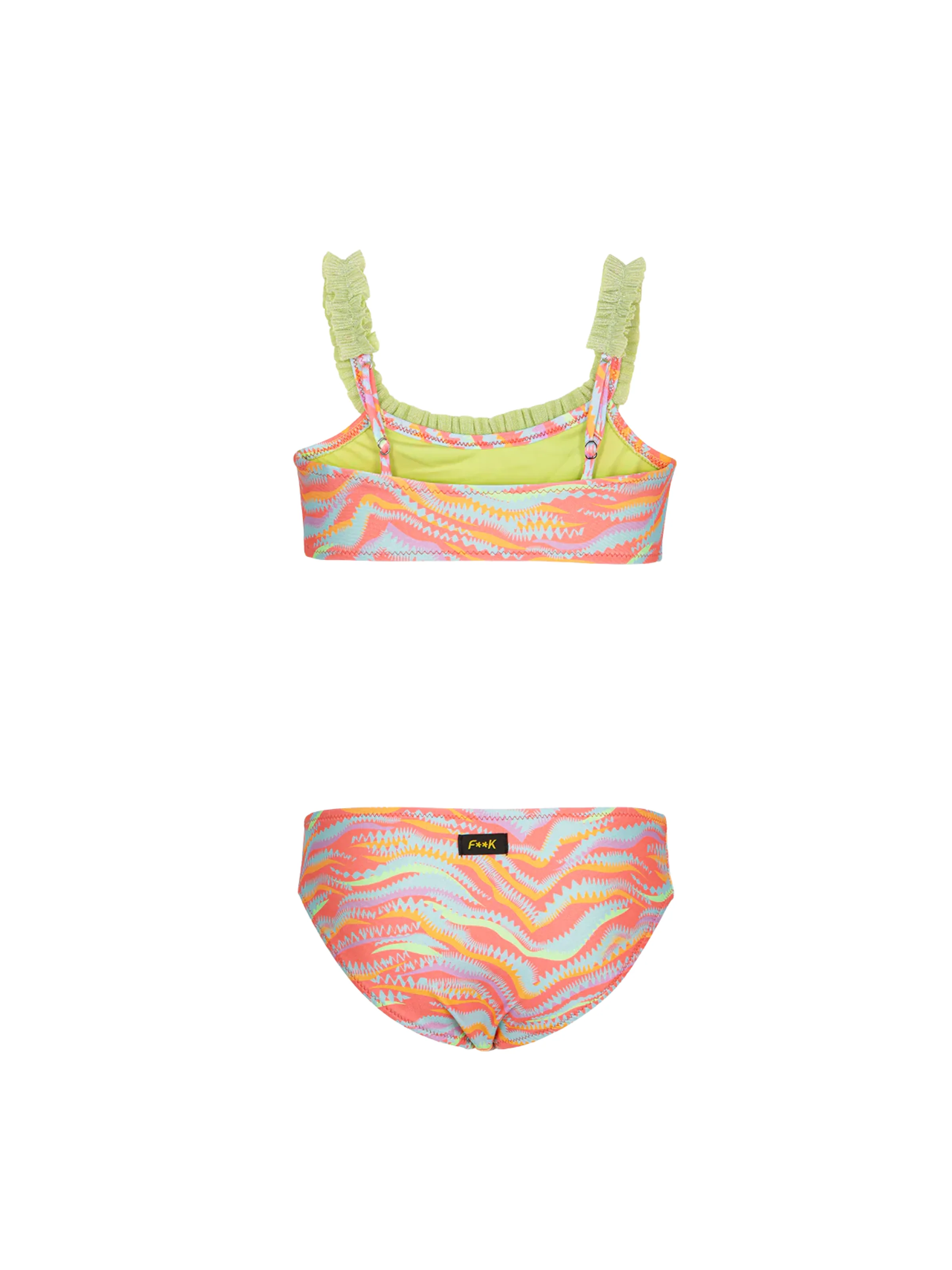 Bikini a due pezzi Fk arancione con fantasia a contrasto - Image 2