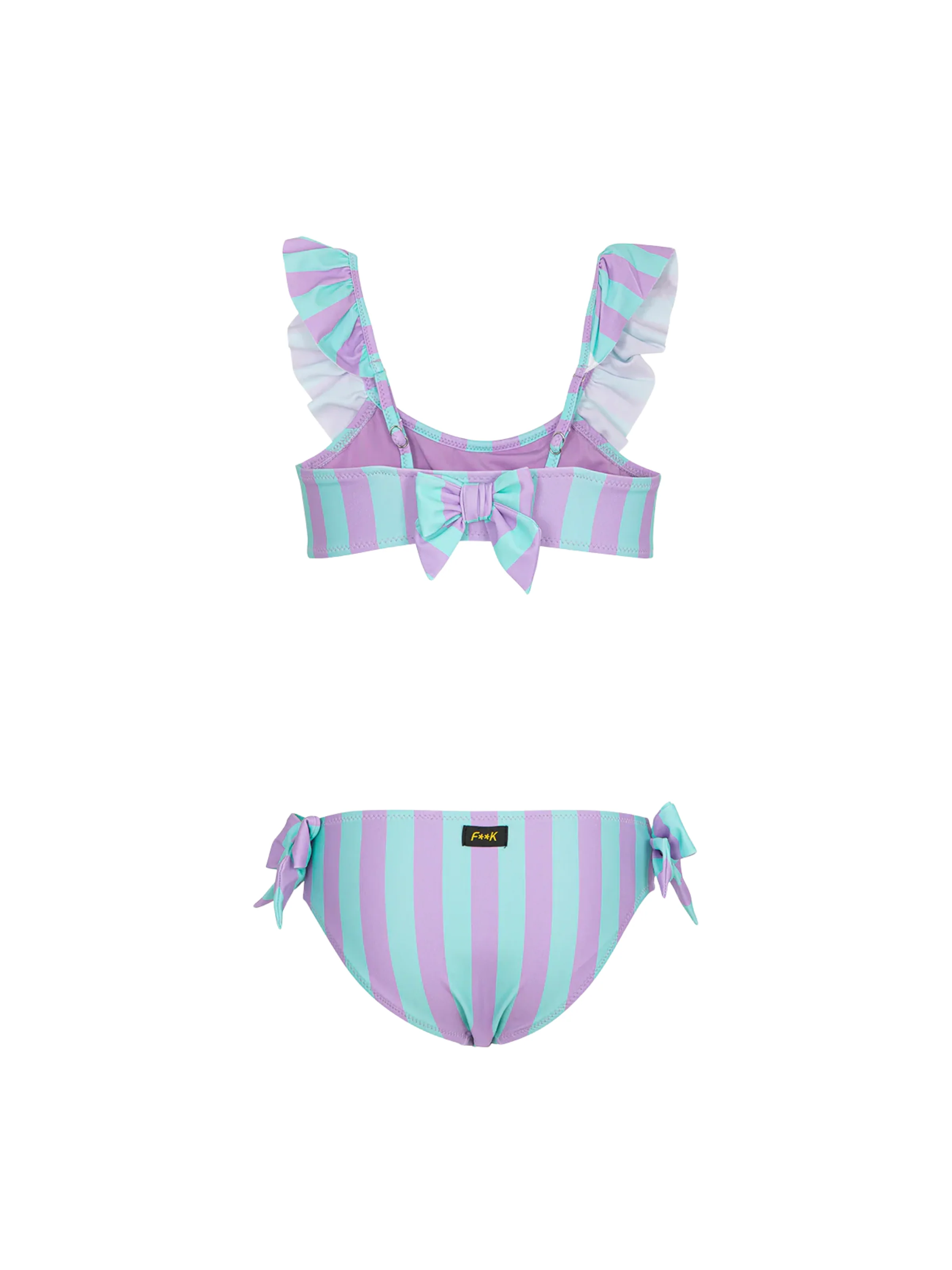 Bikini a due pezzi Fk azzurro a righe con volant - Image 2