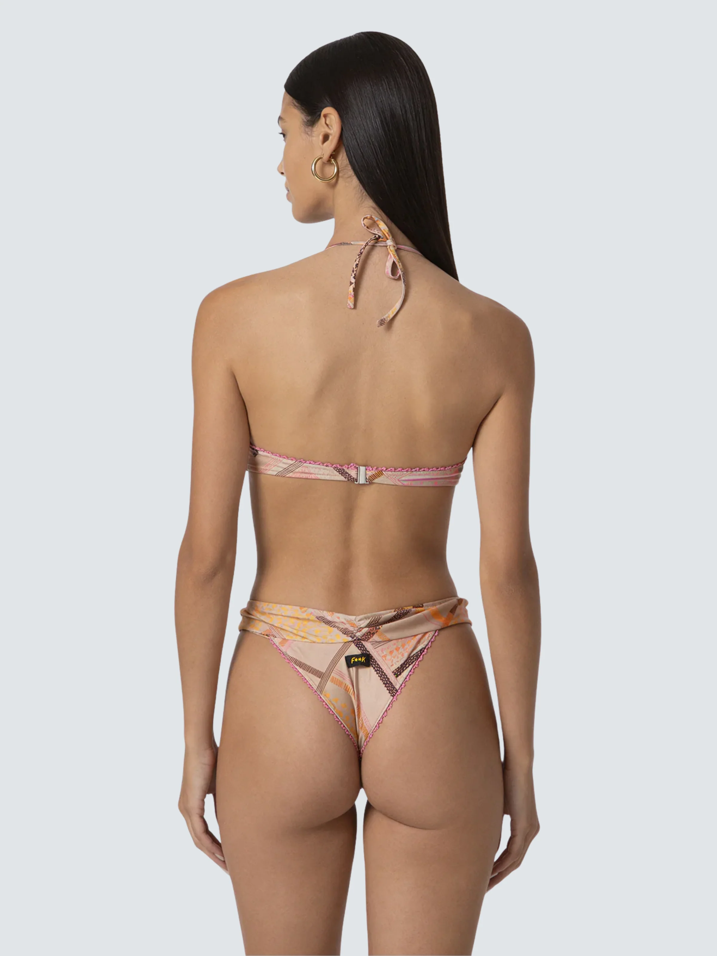 Bikini a due pezzi Fk beige con finiture a contrasto - Image 2