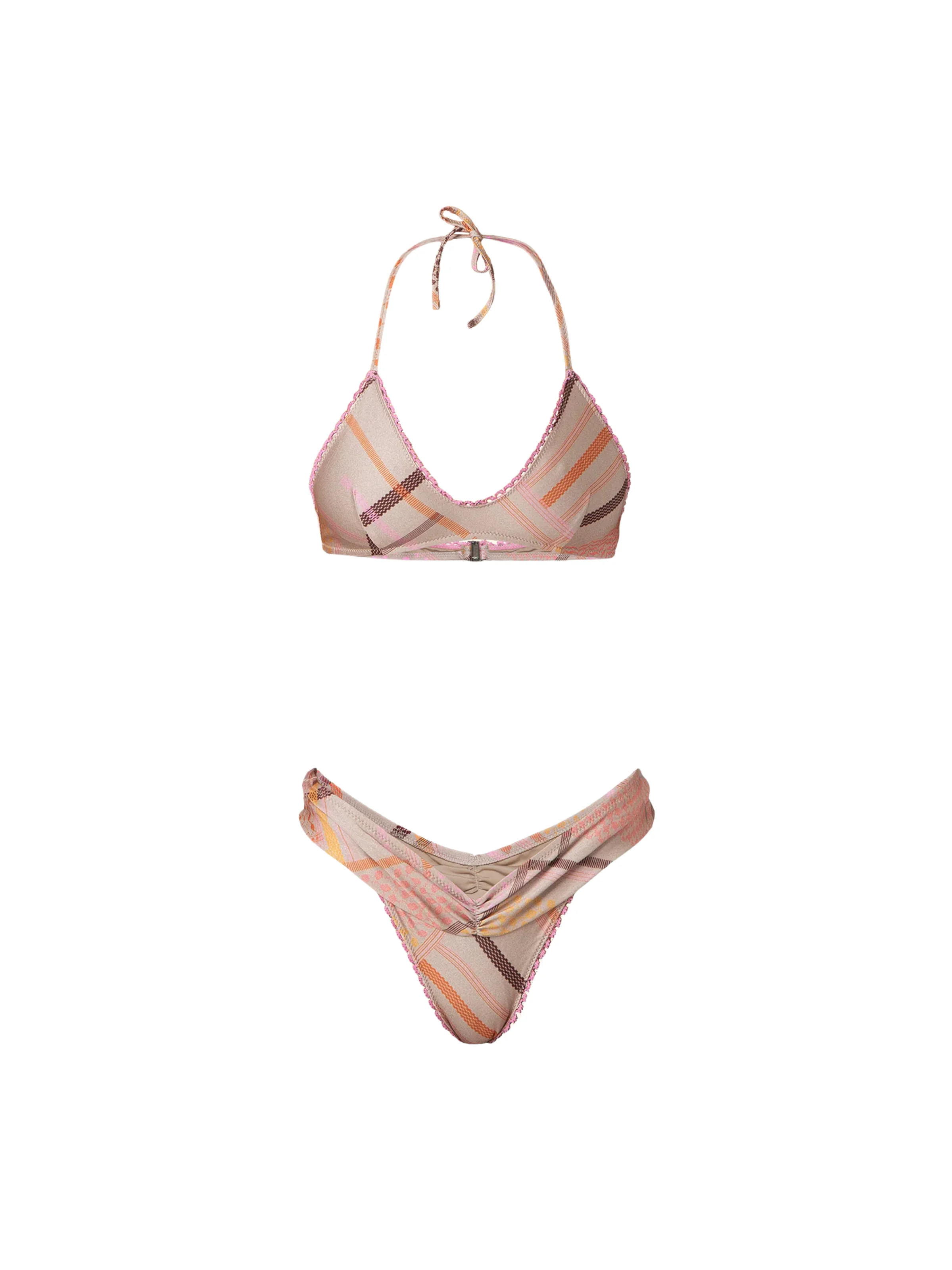 Bikini a due pezzi Fk beige con finiture a contrasto - Image 3
