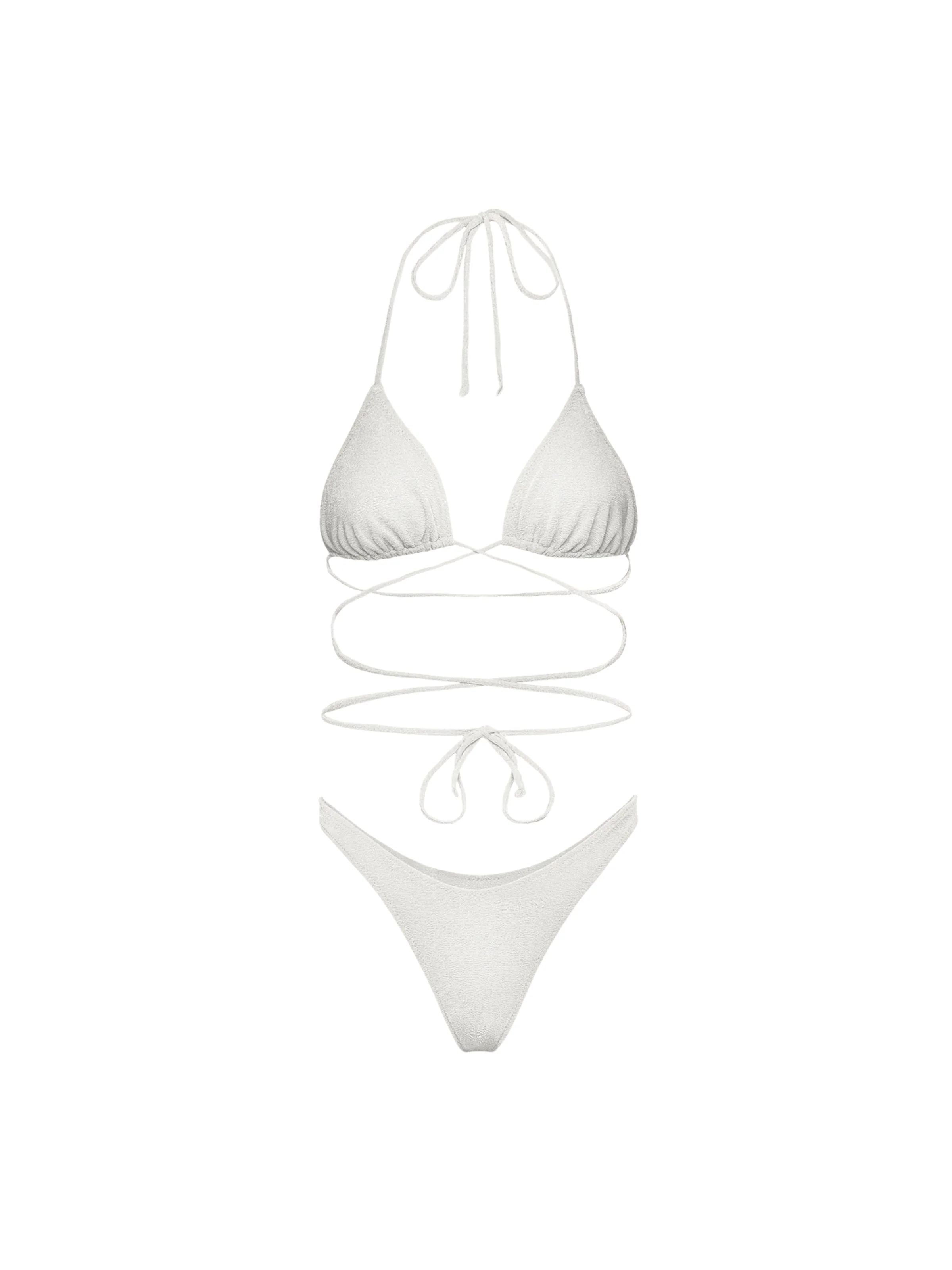 Bikini a due pezzi Fk bianco con intreccio in vita - Image 3