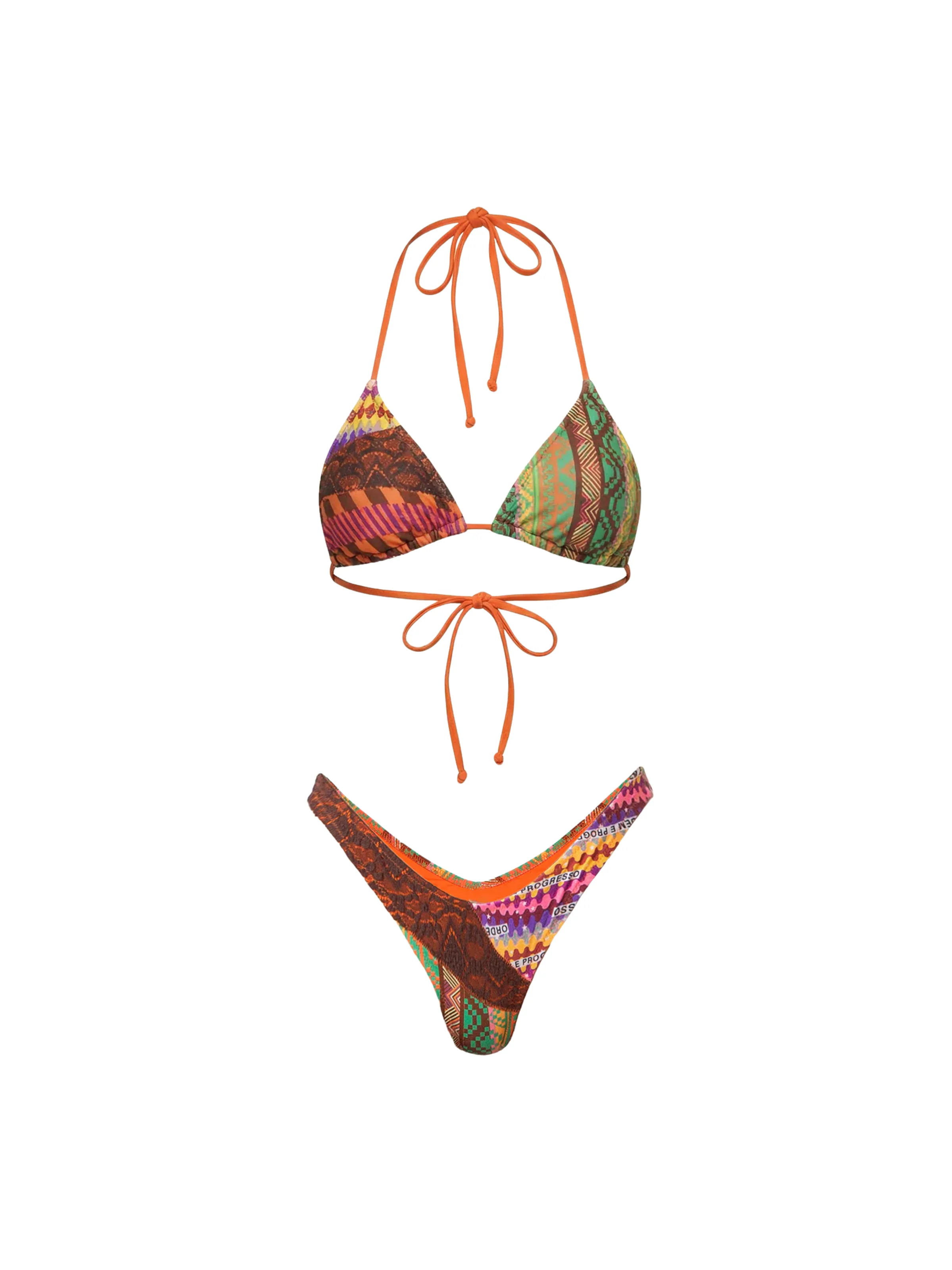 Bikini a due pezzi Fk multicolor con inserti in pizzo - Image 3