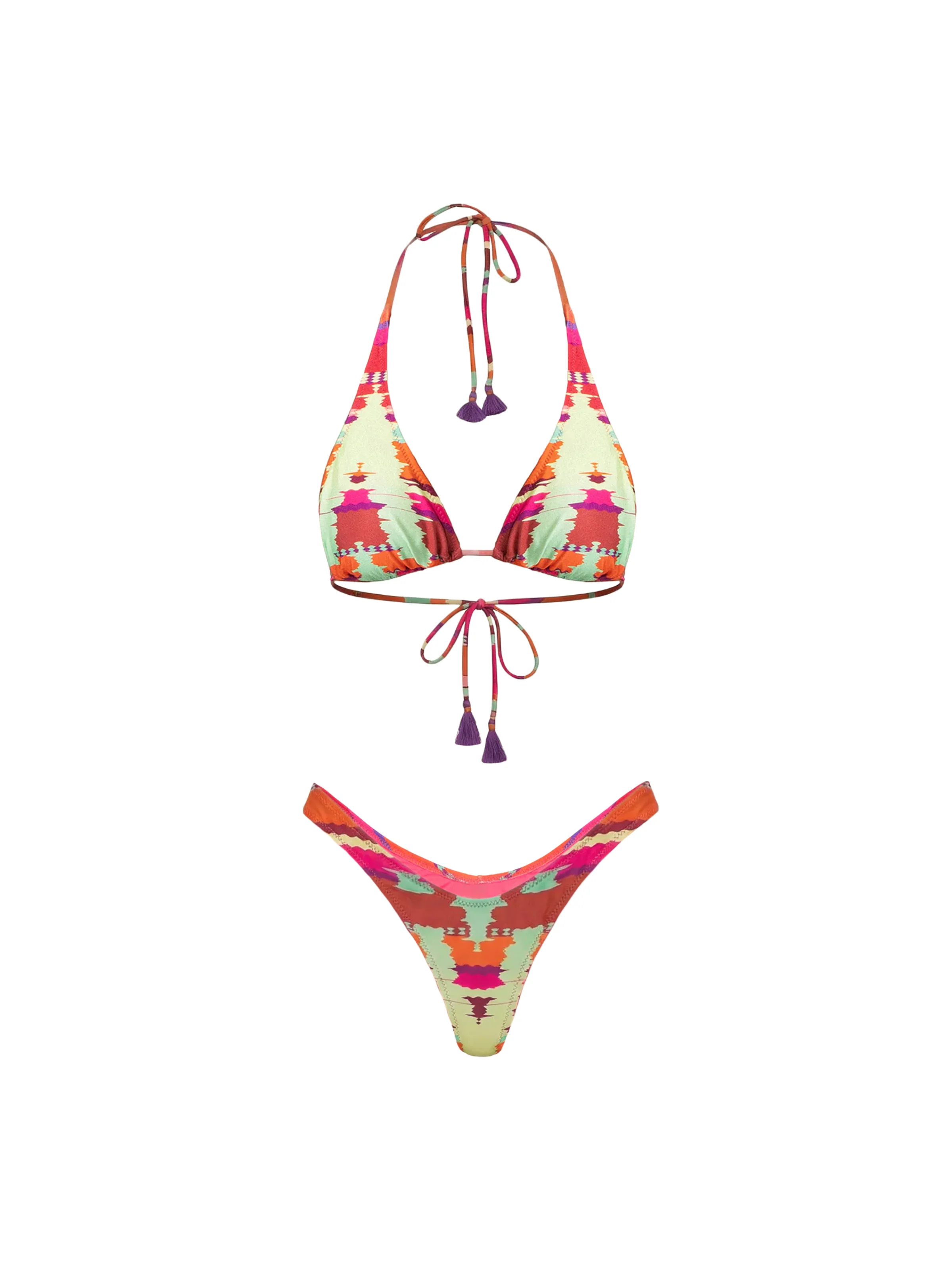 Bikini a due pezzi Fk multicolor con nappine - Image 3