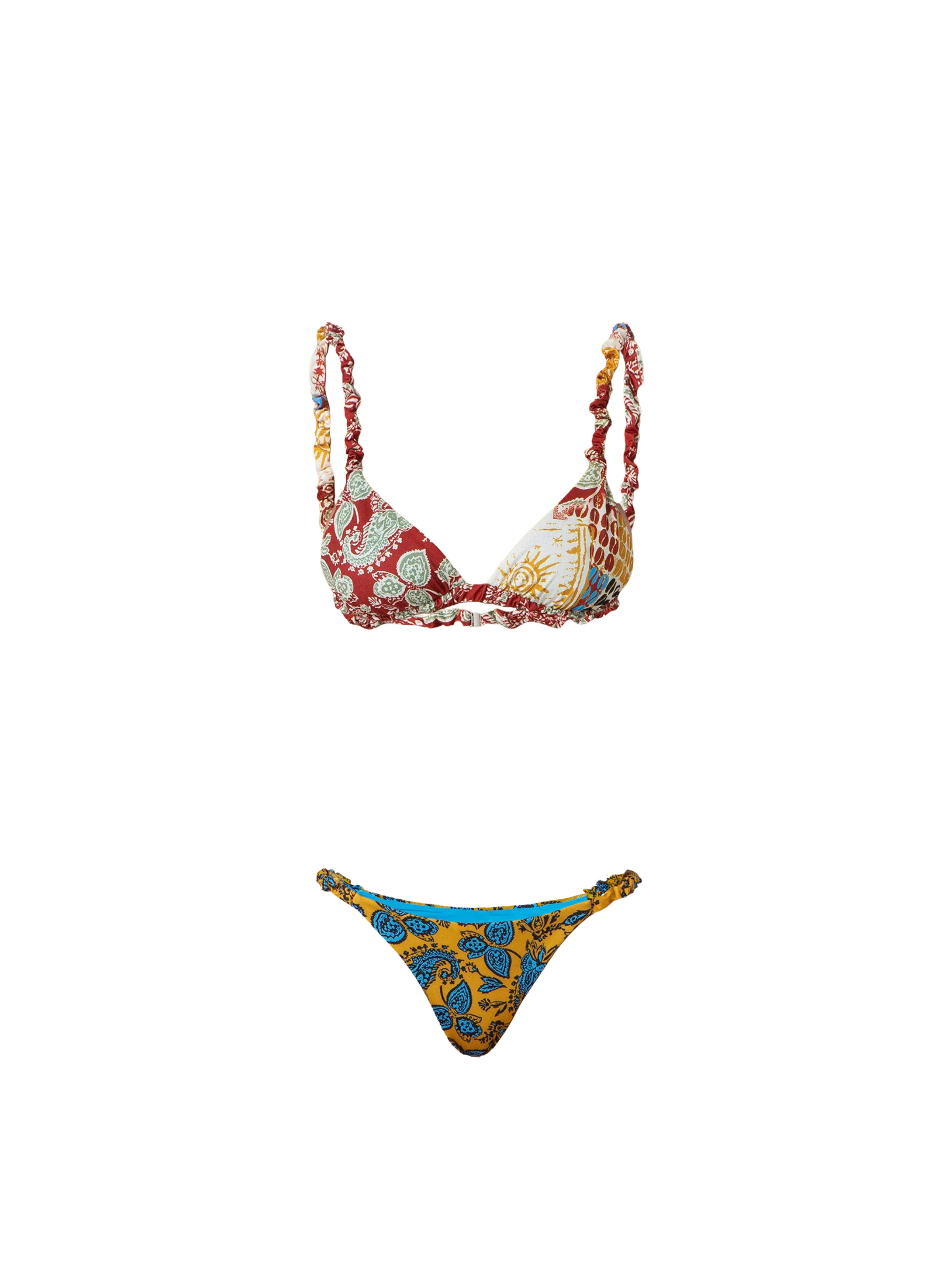 Bikini a due pezzi Fk multicolor con spalline arricciate - Image 3