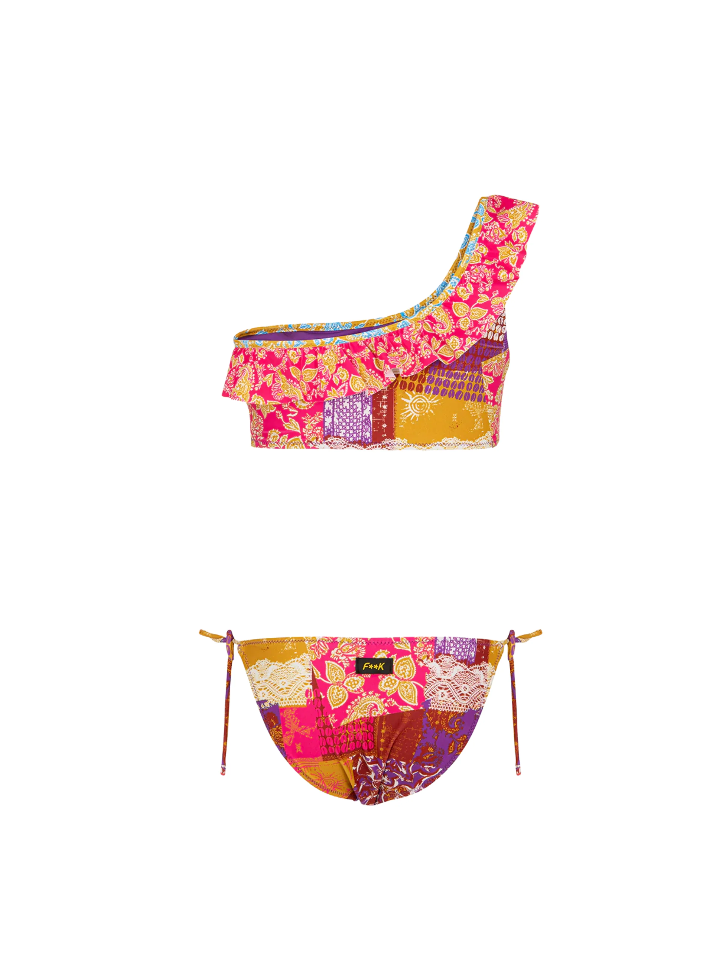 Bikini a due pezzi Fk multicolor con top monospalla - Image 2