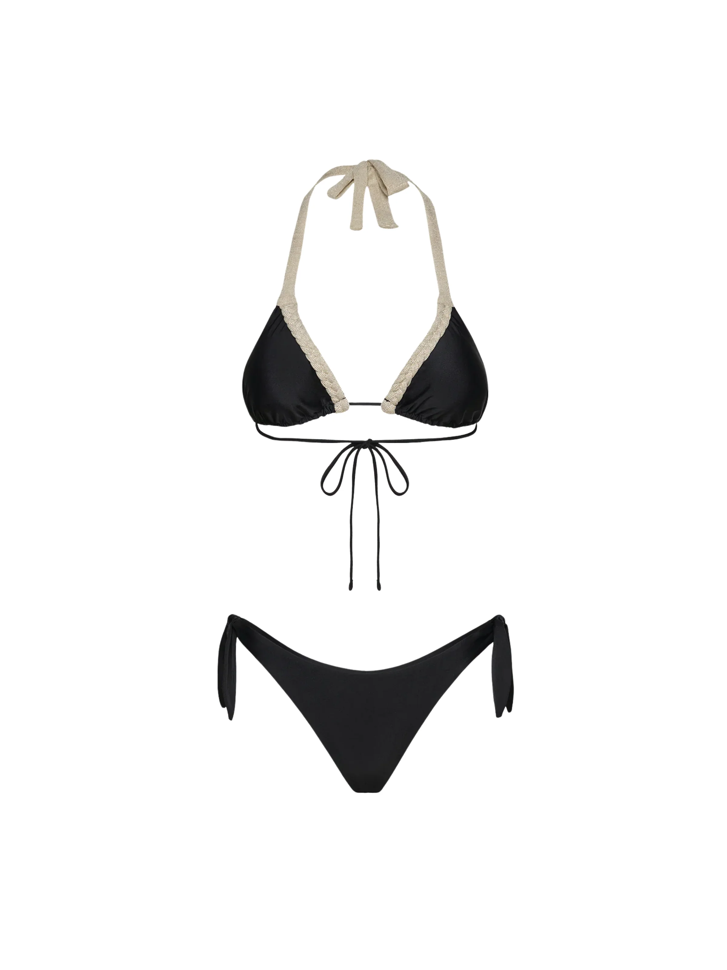 Bikini a due pezzi Fk nero con finitura intreccio lurex - Image 3
