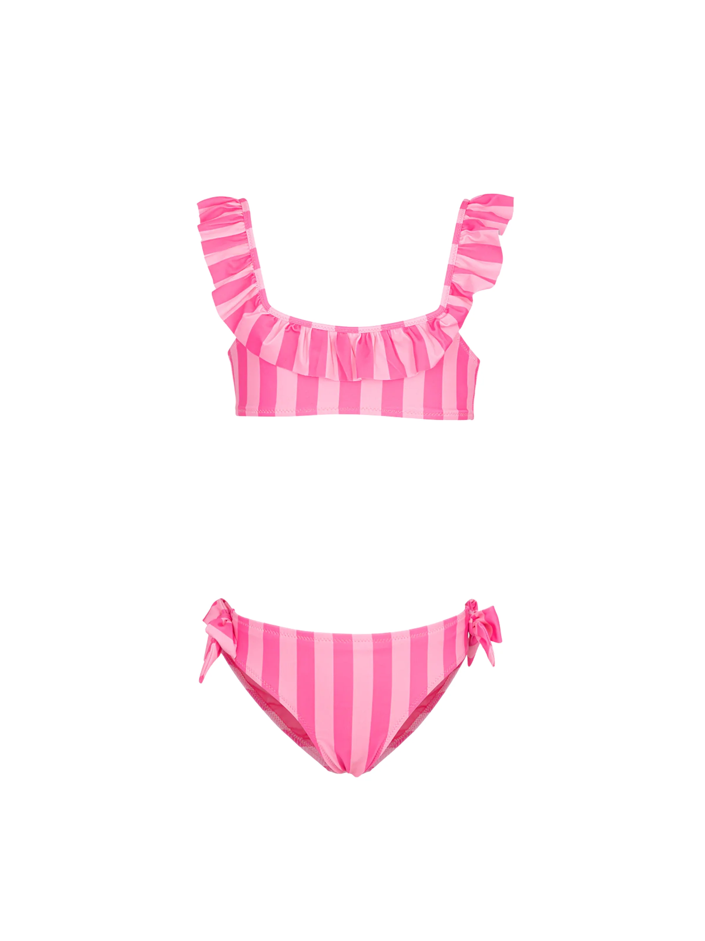 Bikini a due pezzi Fk rosa a righe con volant