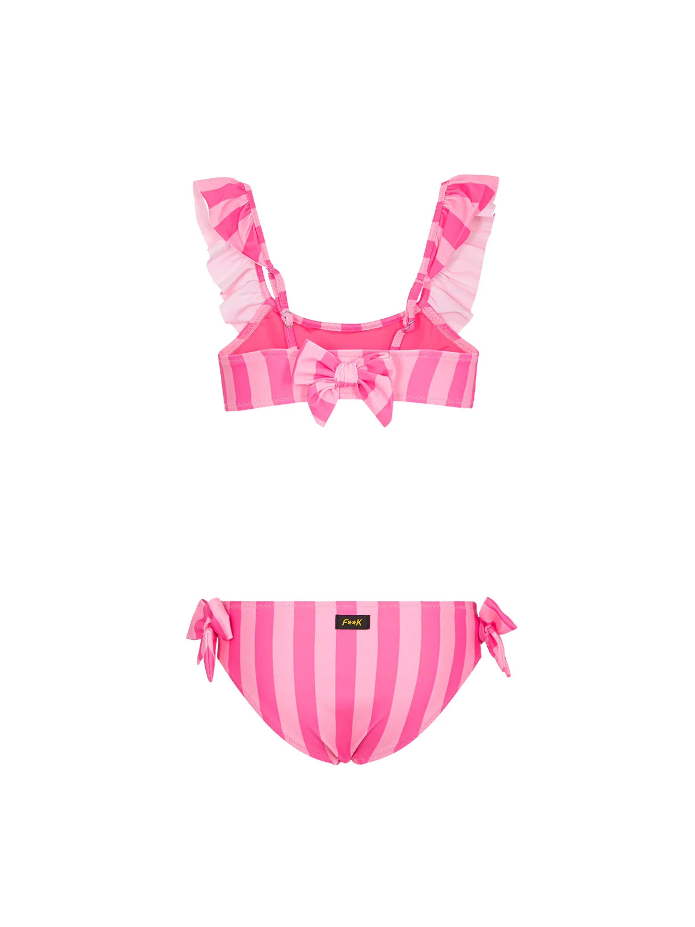 Bikini a due pezzi Fk rosa a righe con volant - Image 2