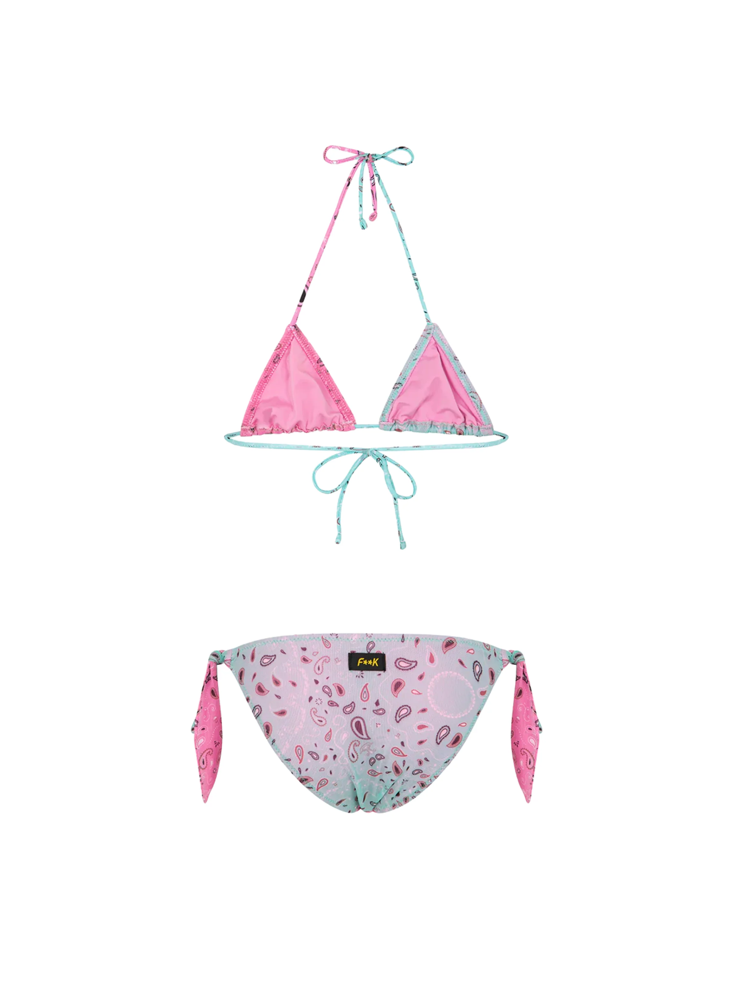 Bikini a due pezzi Fk rosa in tulle foderato - Image 2