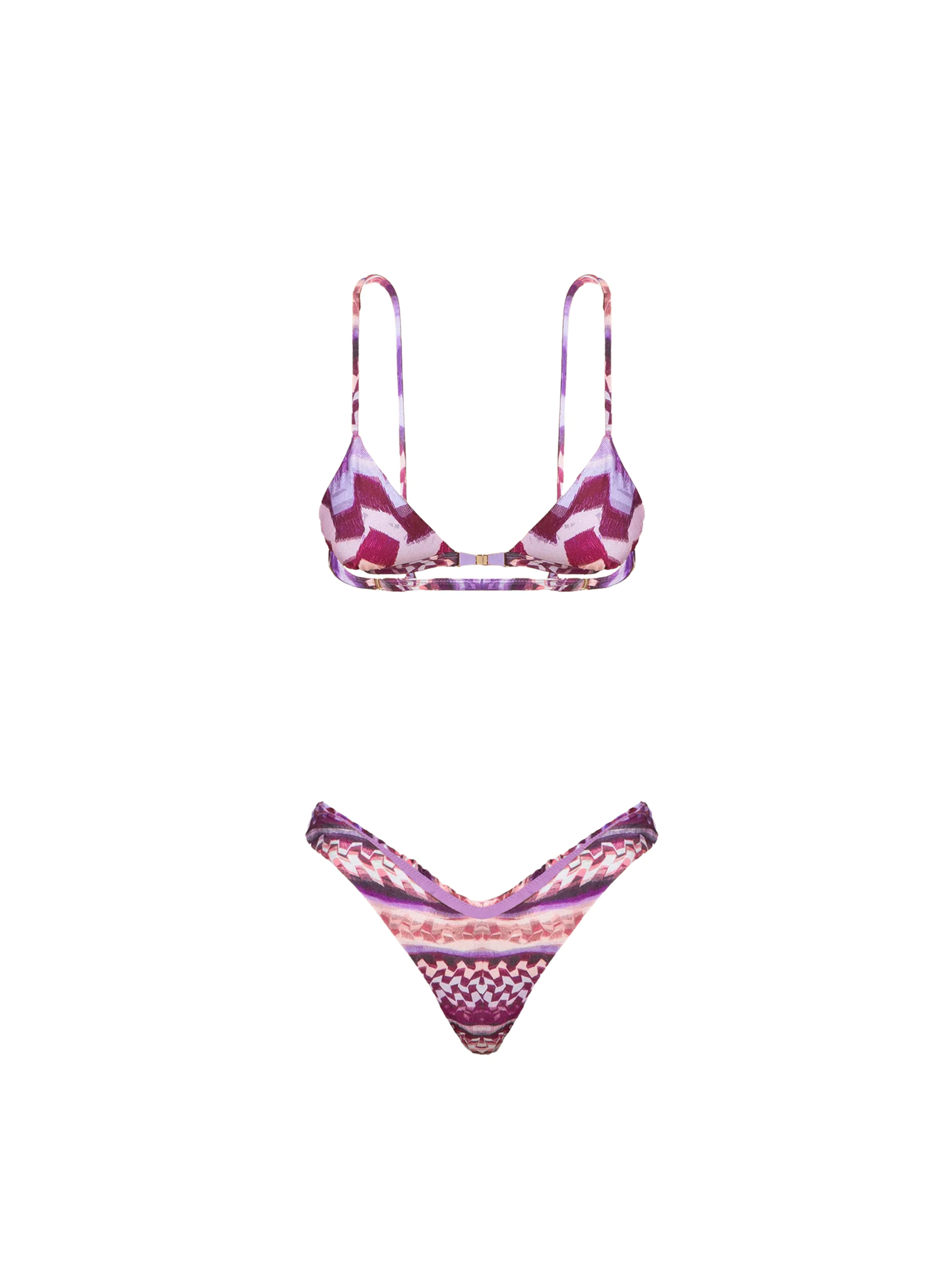 Bikini a due pezzi Fk viola con fantasia a contrasto - Image 3