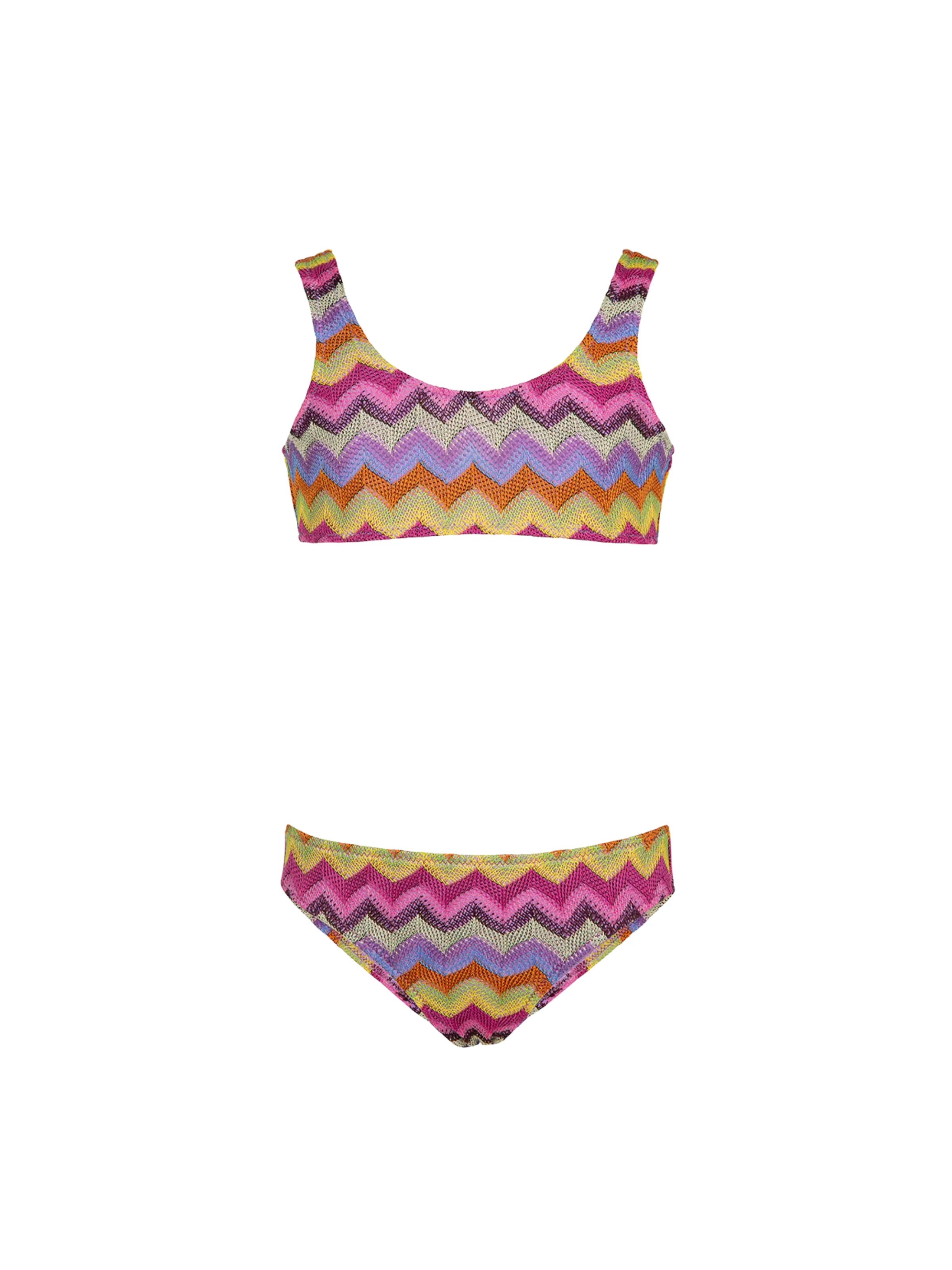 Bikini a due pezzi in maglia Fk multicolor fantasia zig zag