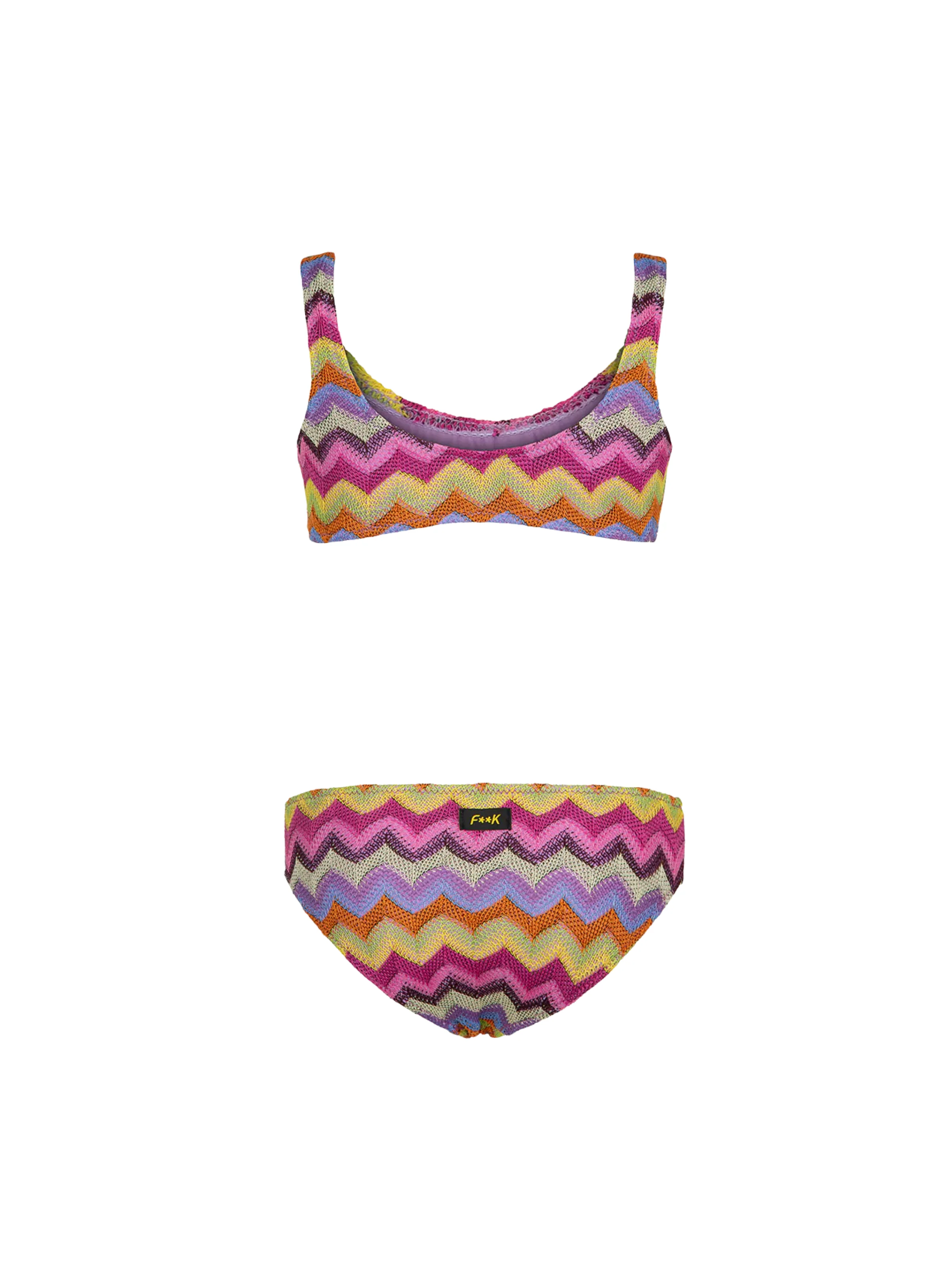 Bikini a due pezzi in maglia Fk multicolor fantasia zig zag - Image 2