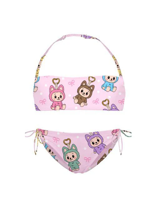 Bikini a due pezzi "Mary" Saint Barth rosa con "LaBubu"