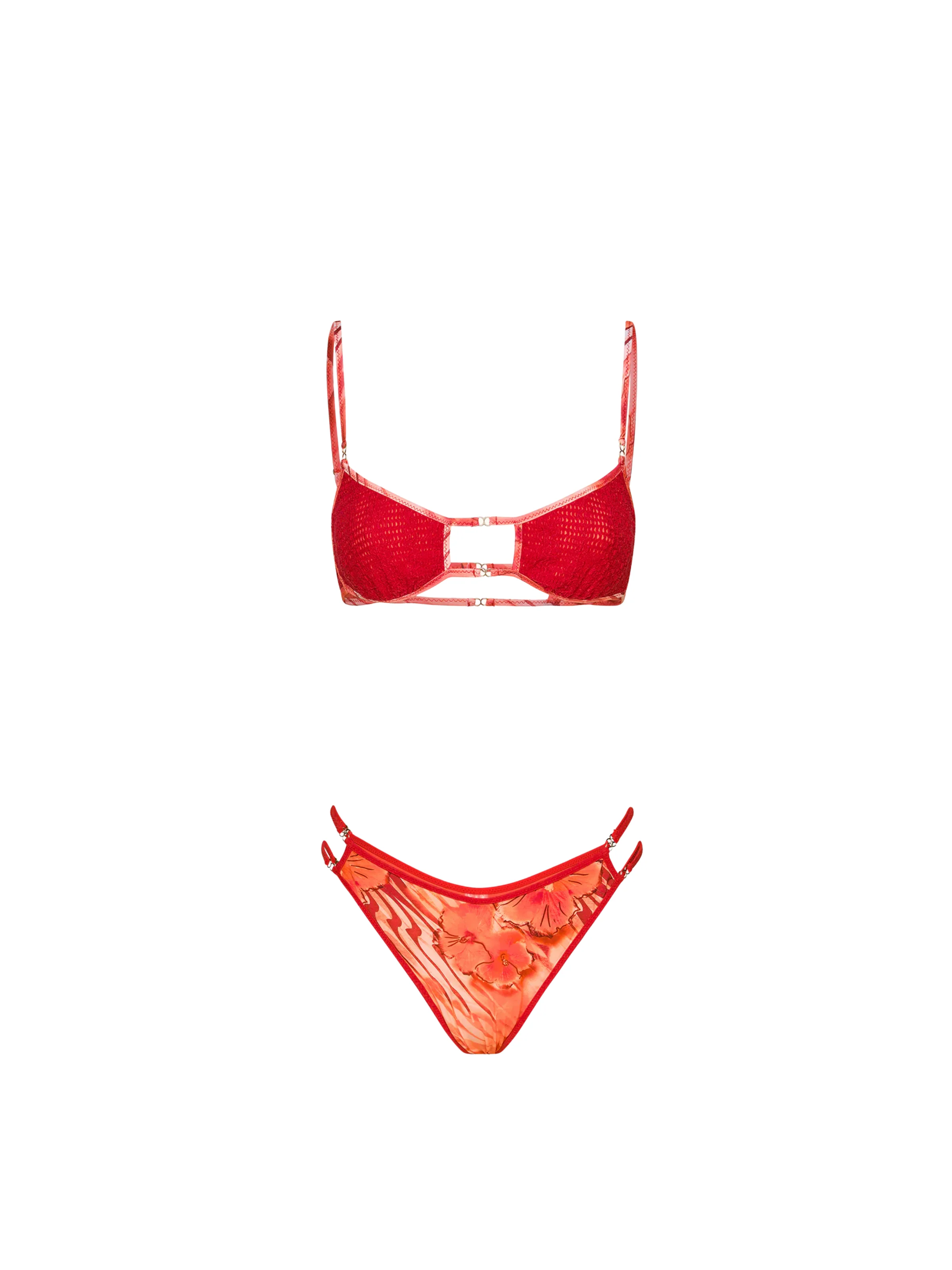 Bikini a due pezzi Me Fui arancione con taglio cut out centro seno - Image 3