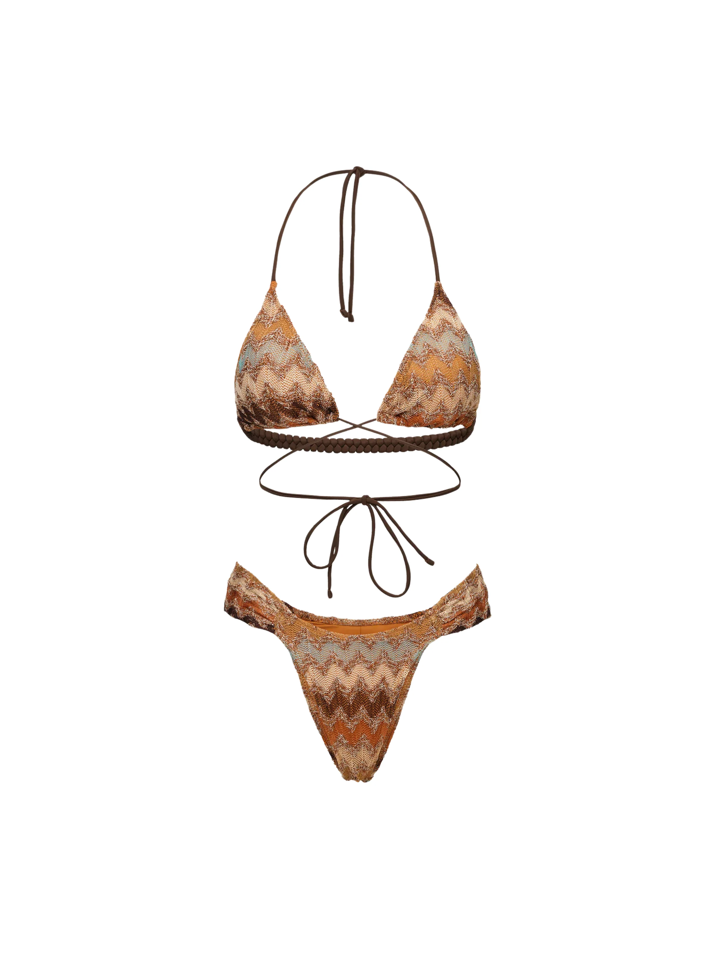 Bikini a due pezzi Me Fui marrone con dettaglio treccina - Image 3
