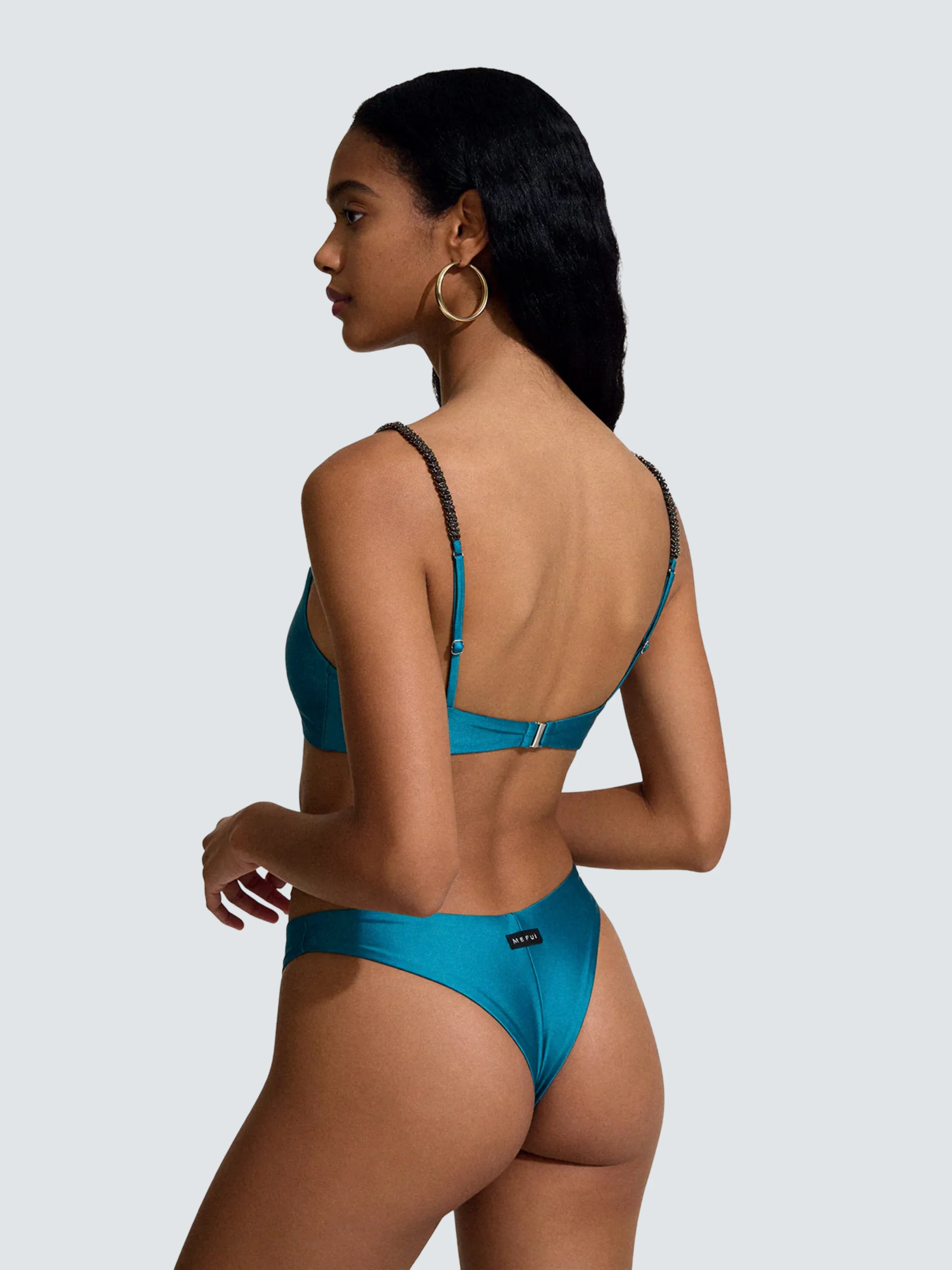 Bikini a due pezzi Me Fui verde petrolio con perline - Image 2