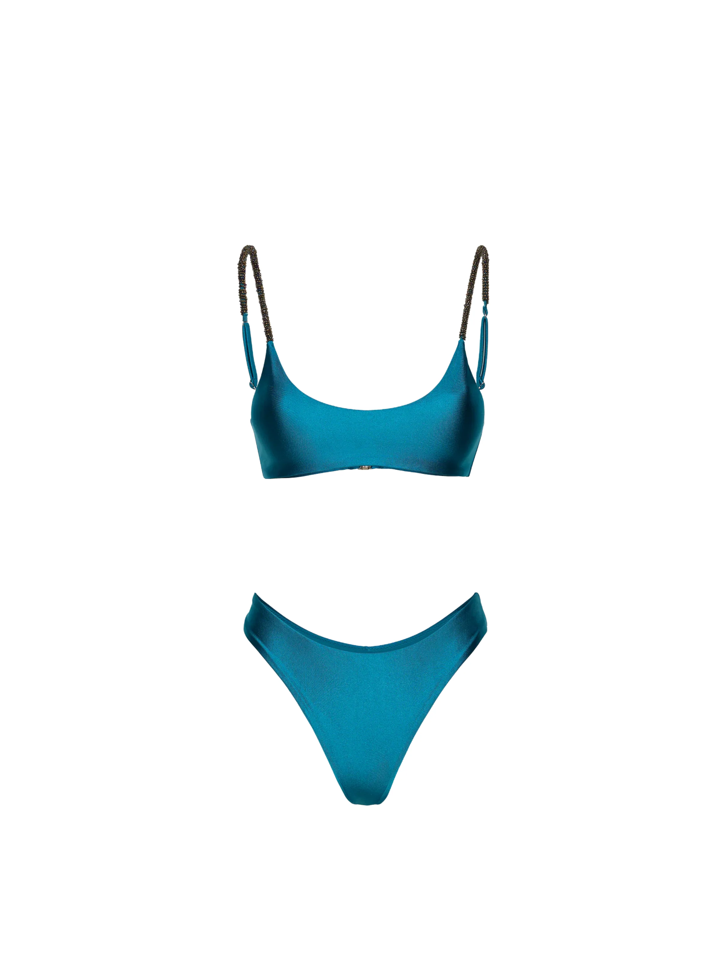 Bikini a due pezzi Me Fui verde petrolio con perline - Image 3