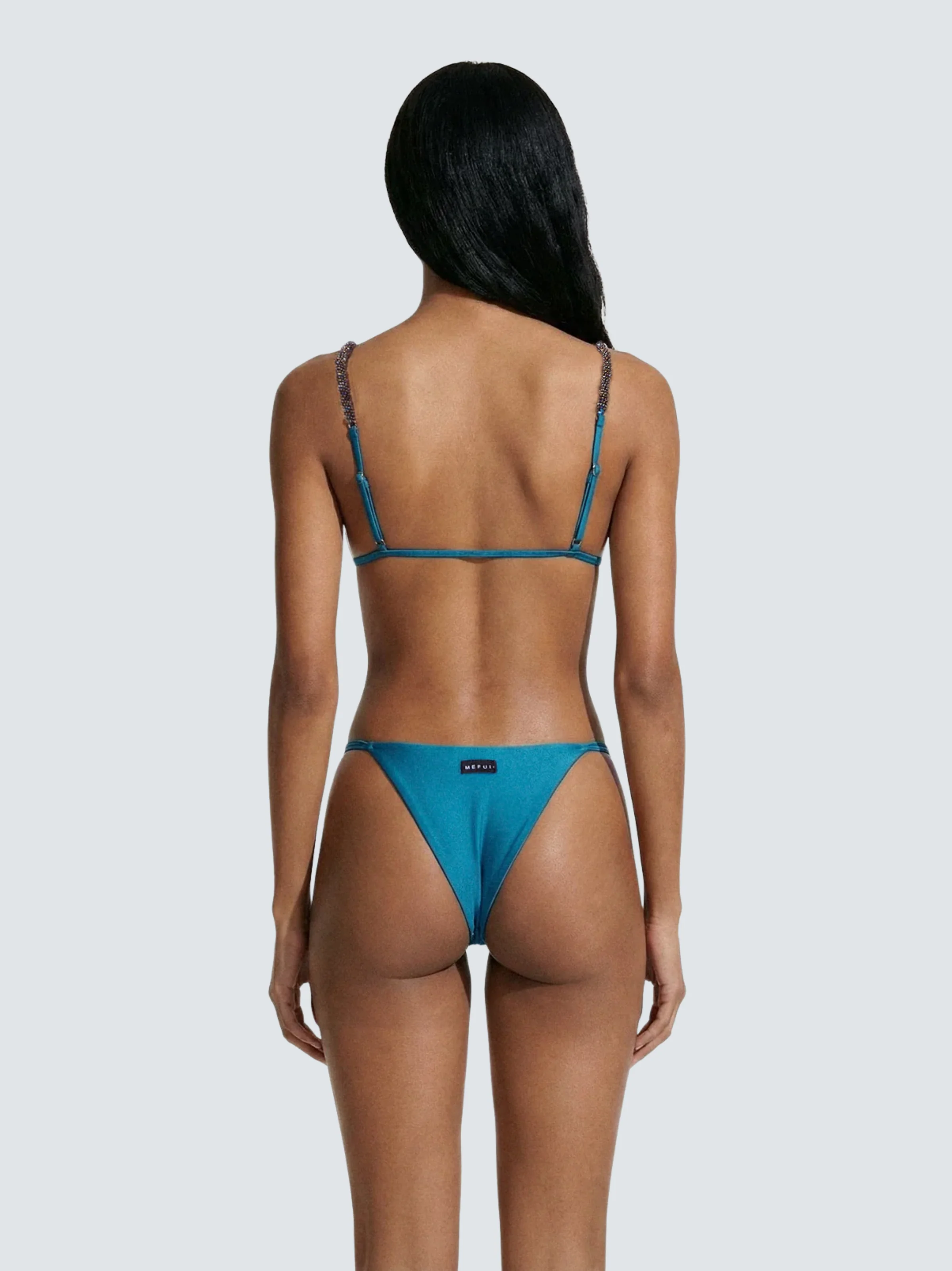 Bikini a due pezzi Me Fui verde petrolio con perline su spalline - Image 2