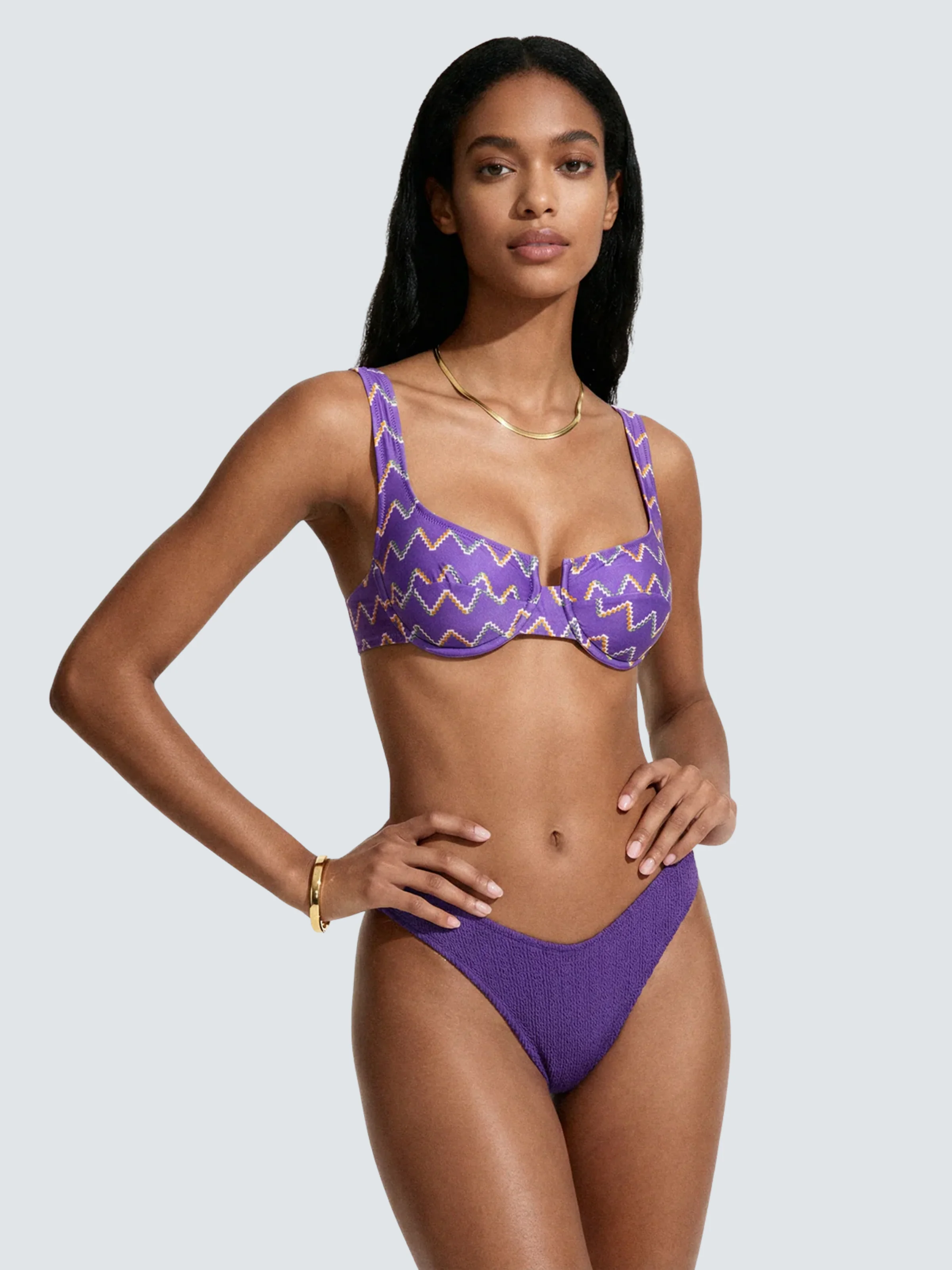 Bikini a due pezzi Me Fui viola in maglia