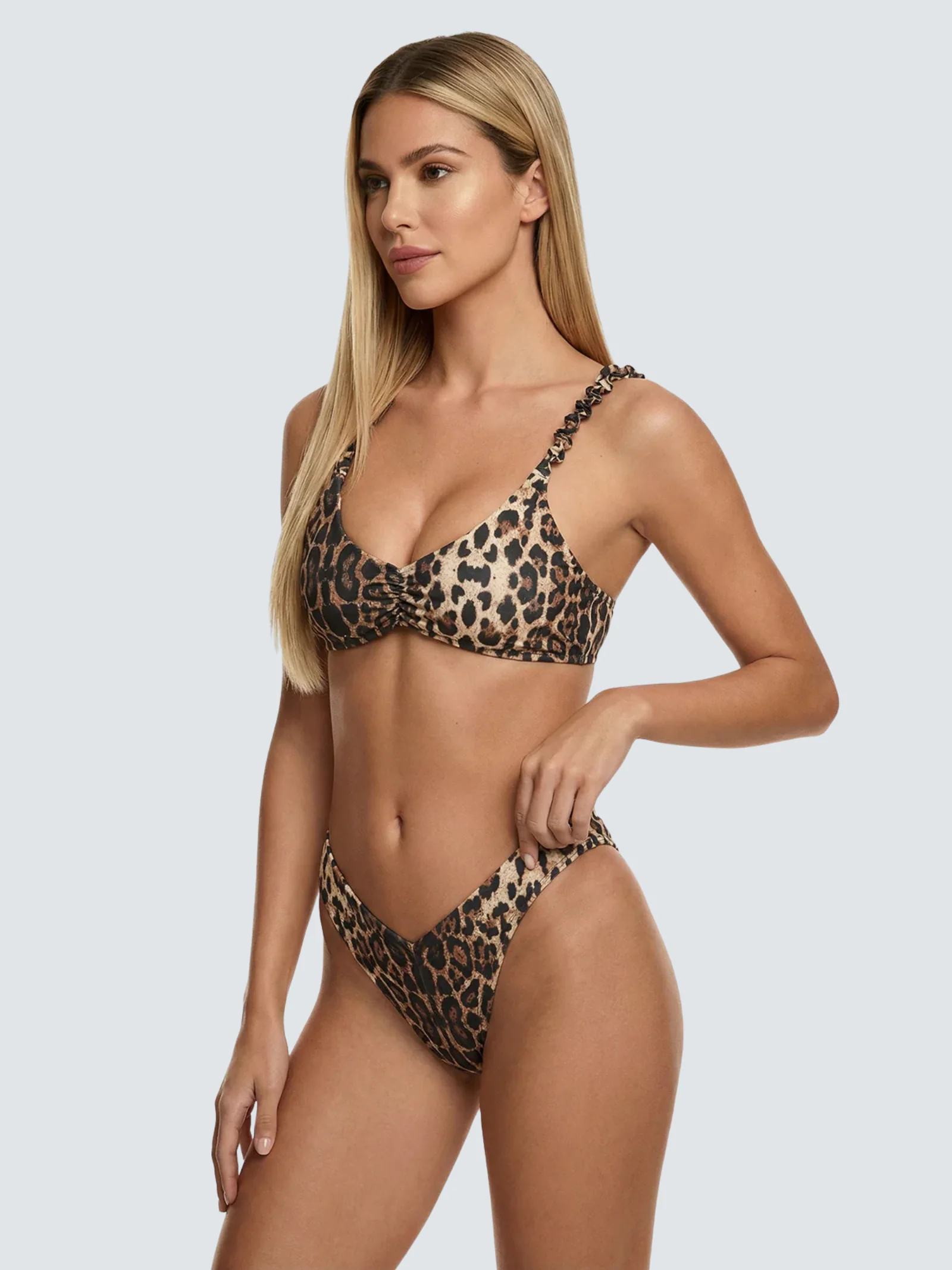 Bikini due pezzi Fk leopardato con arricciature - Image 2