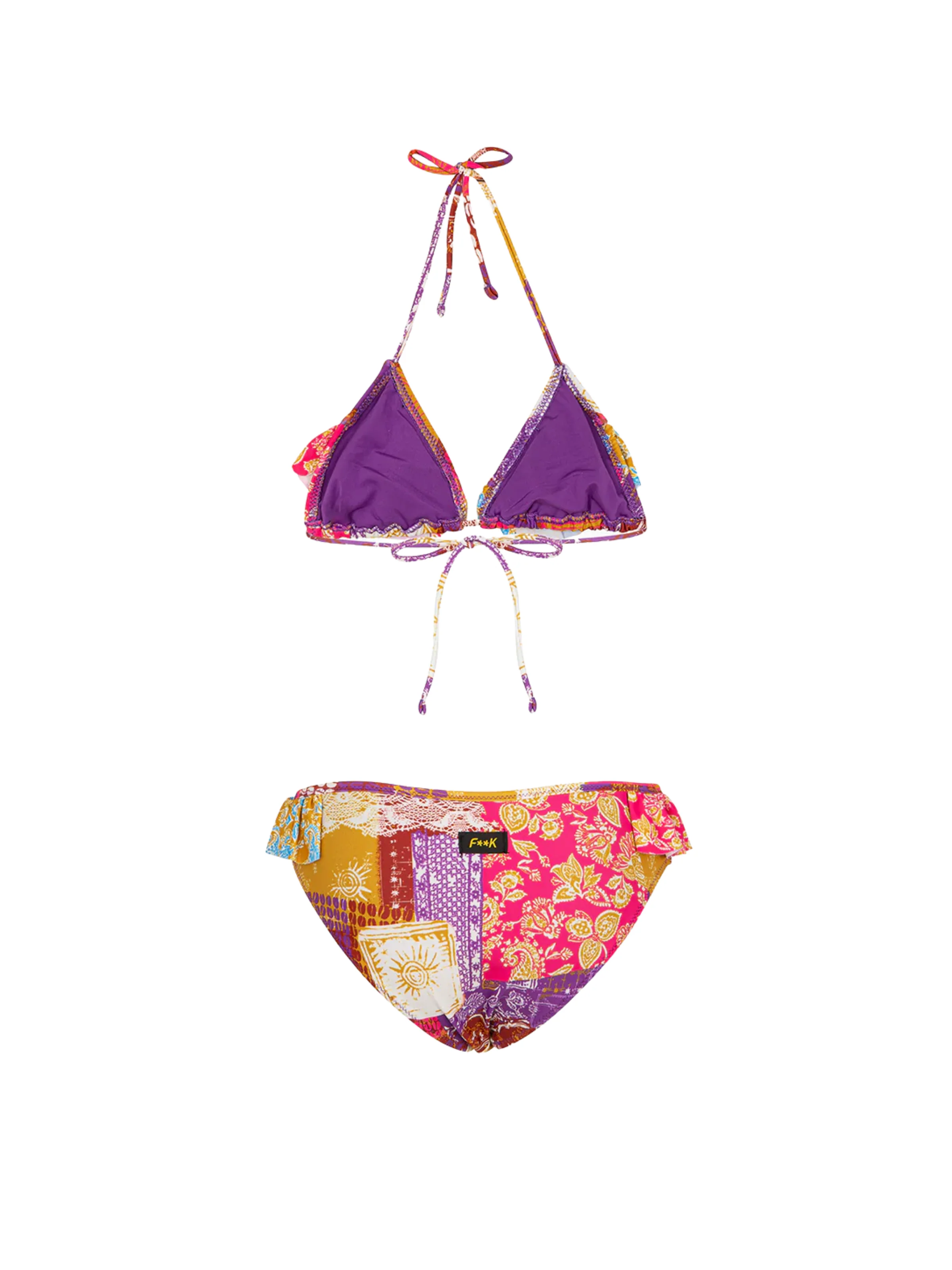 Bikini due pezzi Fk multicolor con stampa patchwork - Image 2
