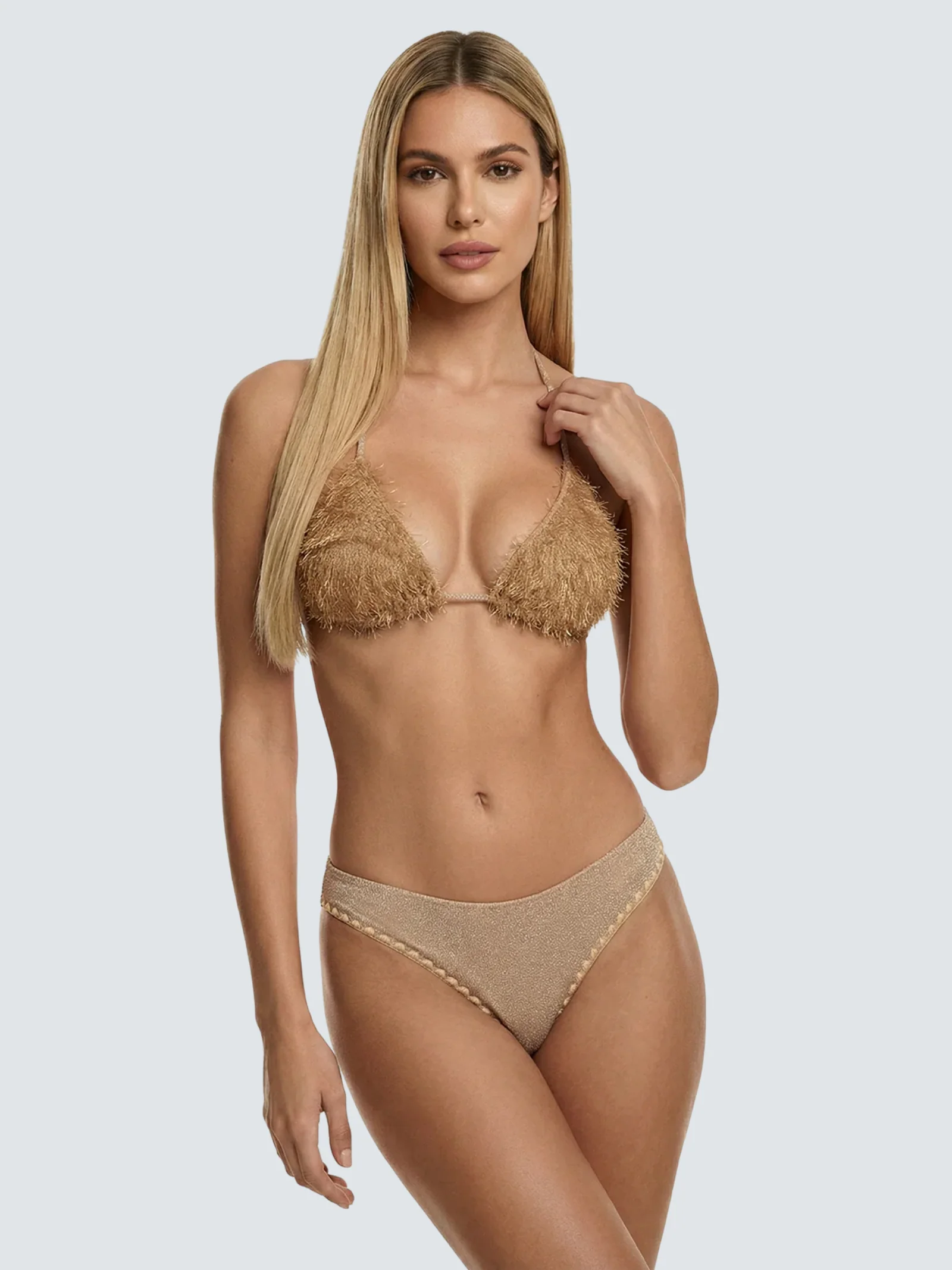 Bikini due pezzi triangolo Fk sabbia effetto peluche