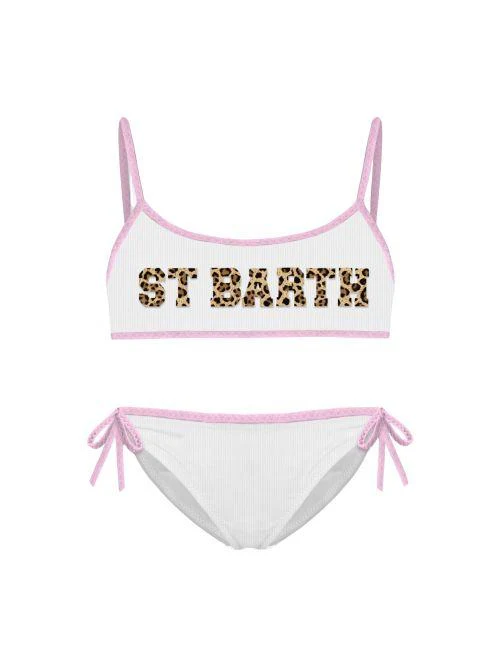 Bikini "Jaiden String" Saint Barth bianco con logo leopardato