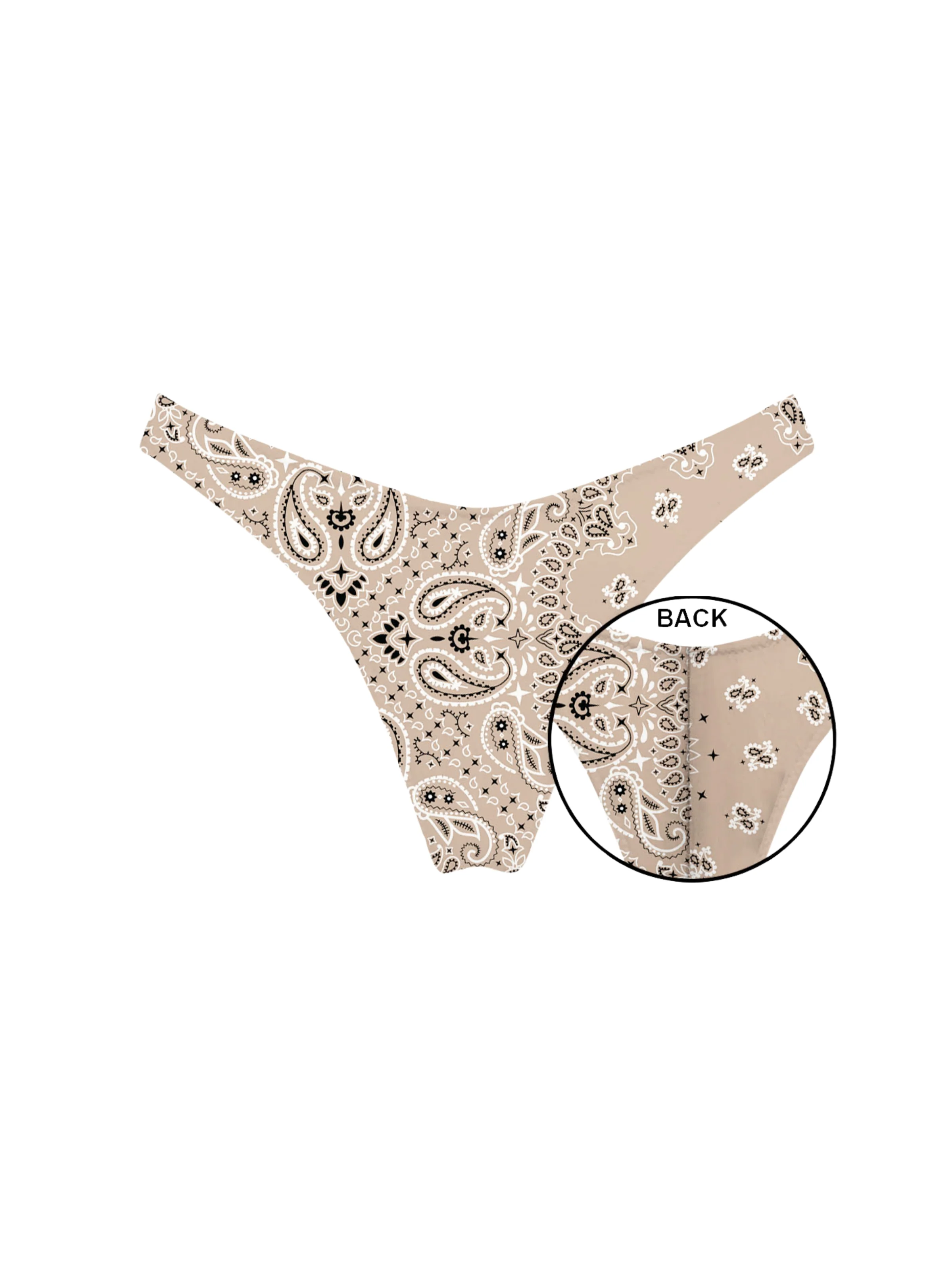 Bikini slip "Naomi" Saint Barth beige con fantasia paisley