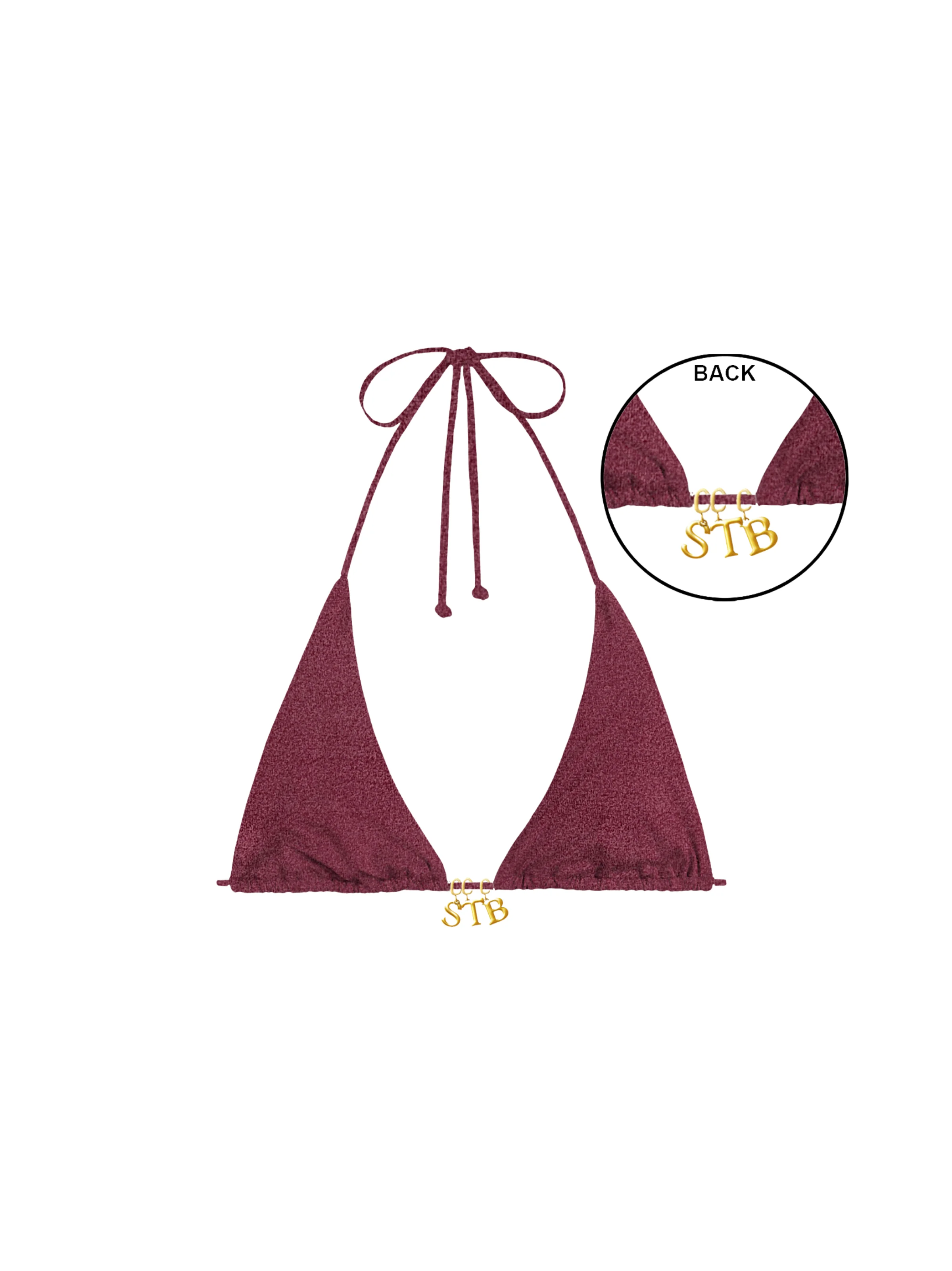 Bikini top a triangolo "Guiana" Saint Barth bordeaux con charm pendenti