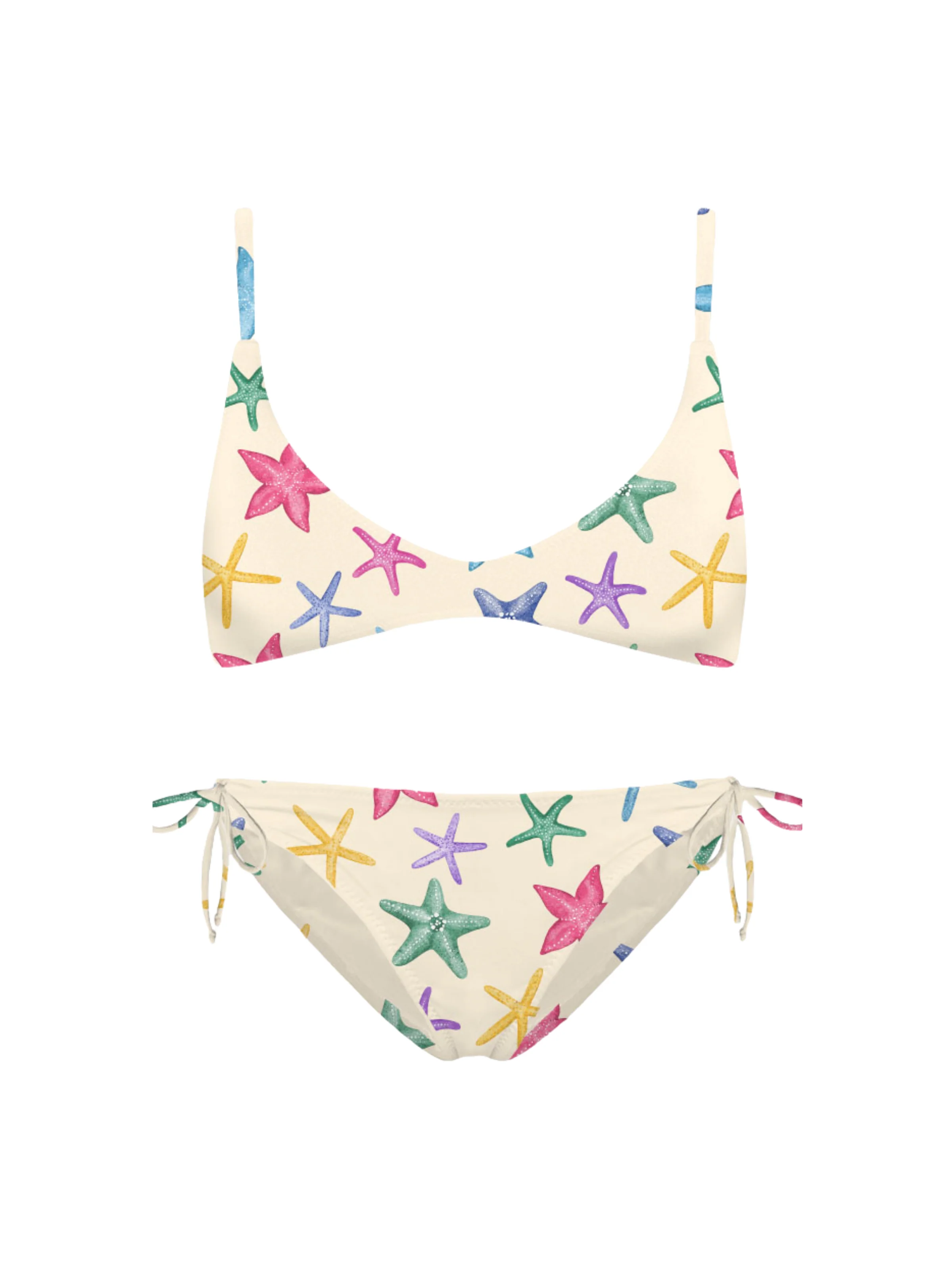 Bikini top e slip Saint Barth burro con stelle marine