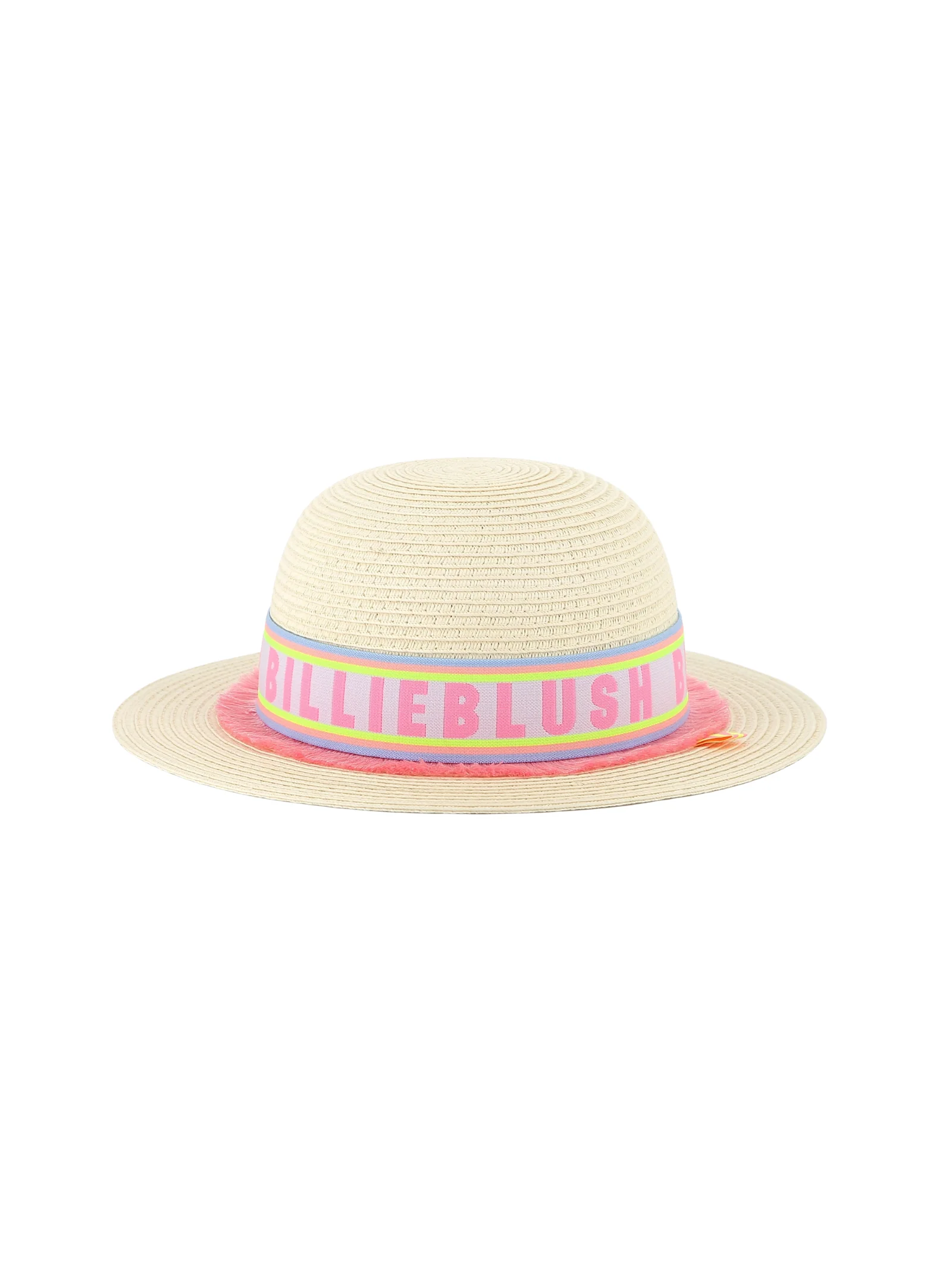 Cappello paglia Billie Blush con nastro decorativo e logo lettering