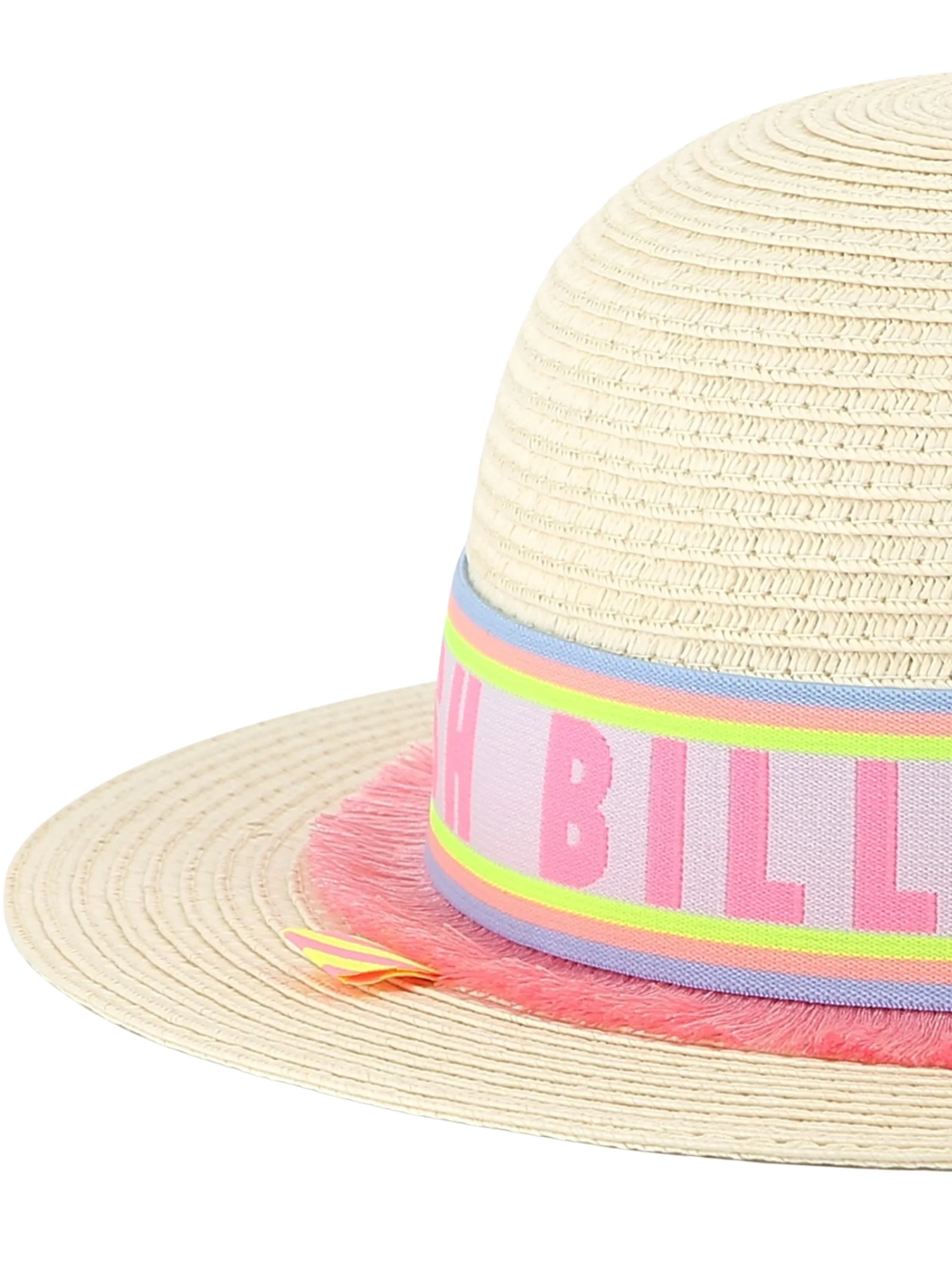Cappello paglia Billie Blush con nastro decorativo e logo lettering - Image 3