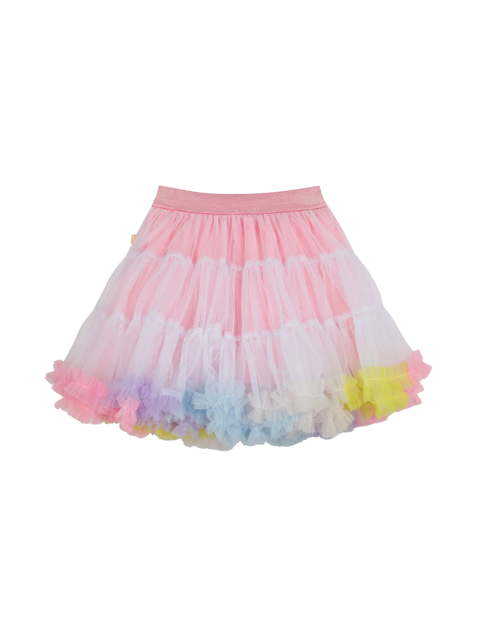 Gonna Billie Blush multistrato con balze e dettagli arcobaleno - Image 2