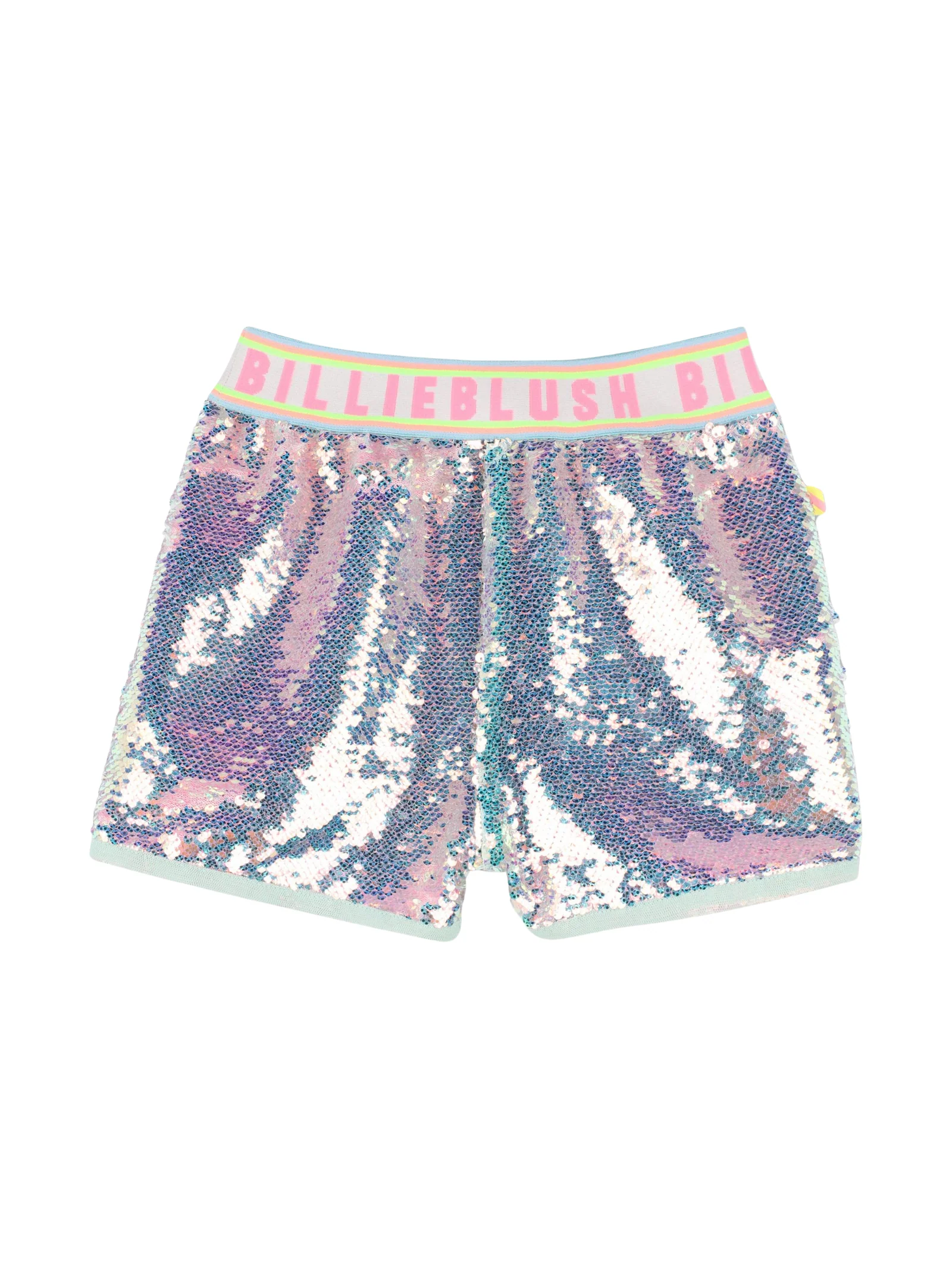 Shorts Billie Blush argentati con paillettes iridescenti e vita elasticizzata logata - Image 2