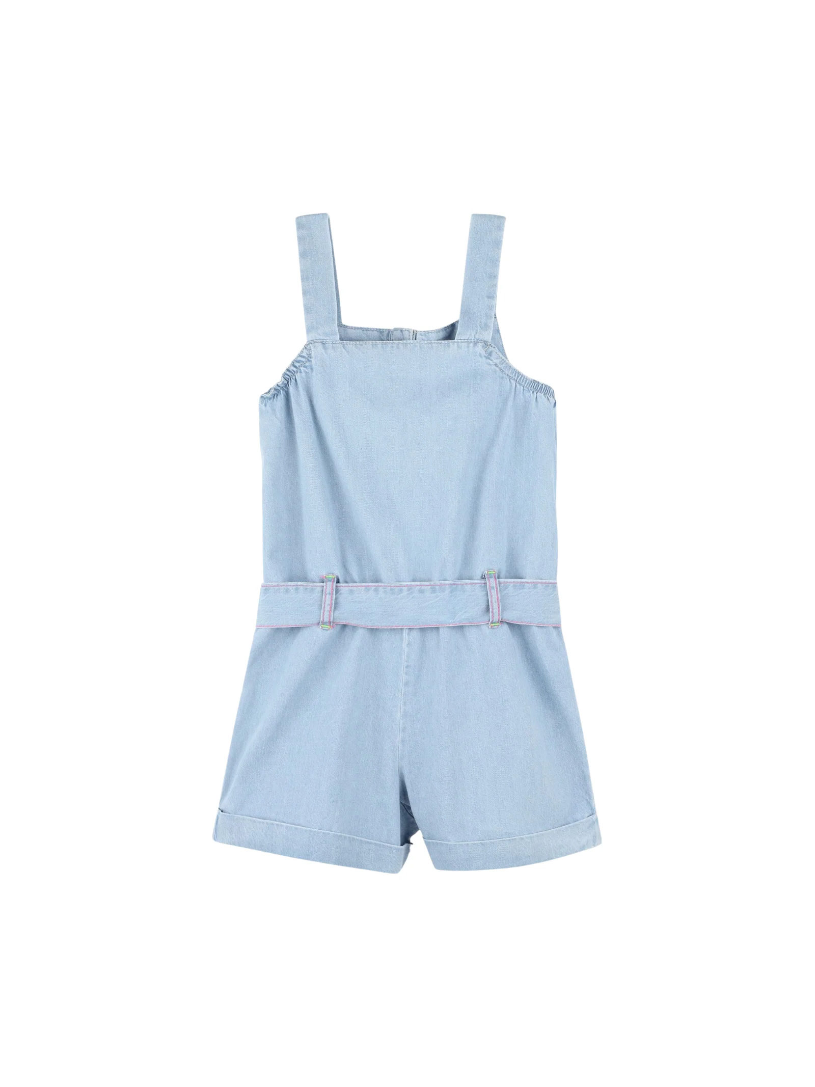 Tuta Billie Blush azzurra in denim con ricami colorati - Image 2