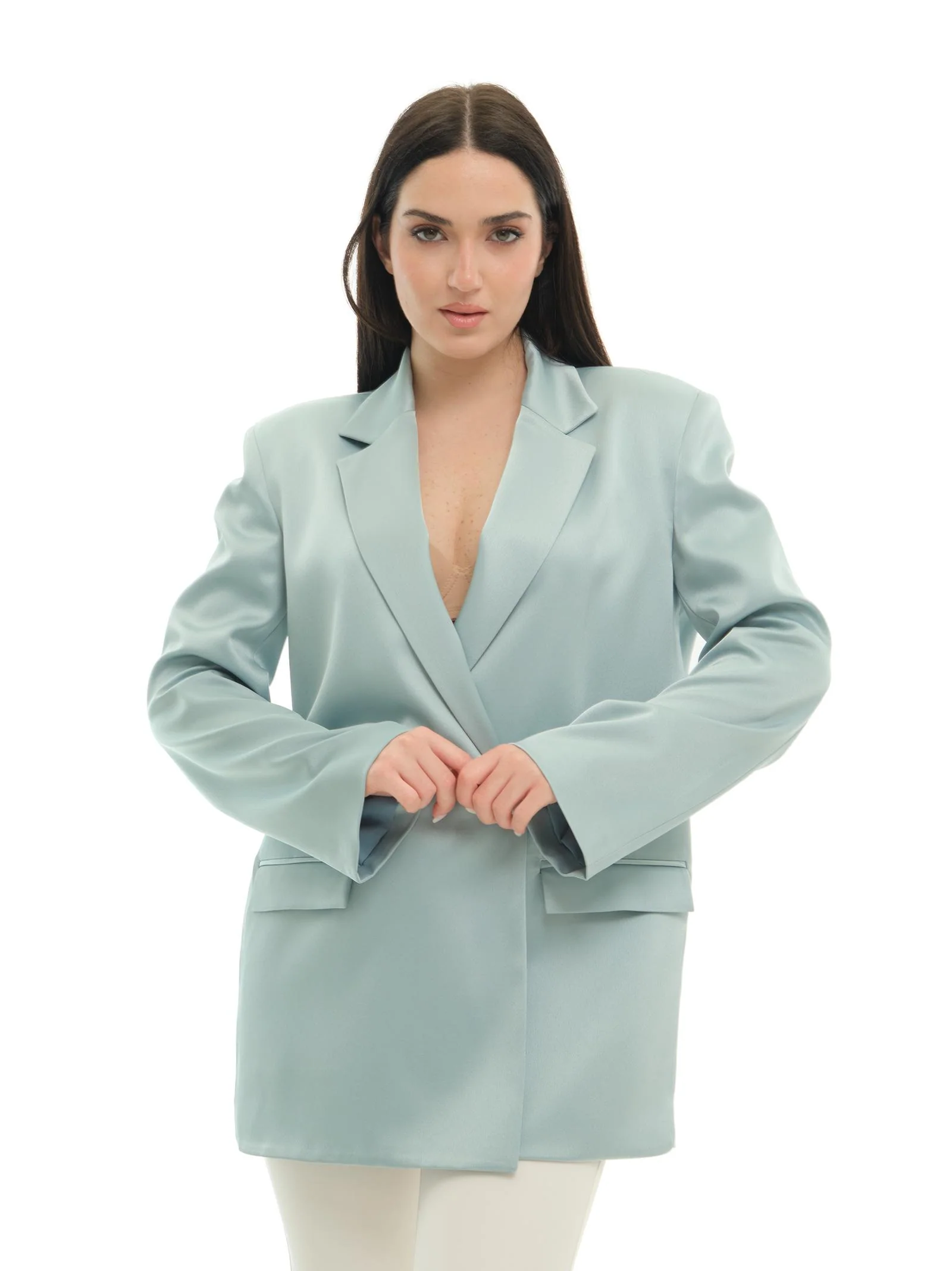 Blazer doppiopetto Silence Limited verde acqua