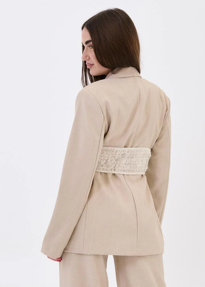 Blazer doppiopetto Vicolo beige con corsetto - Image 4